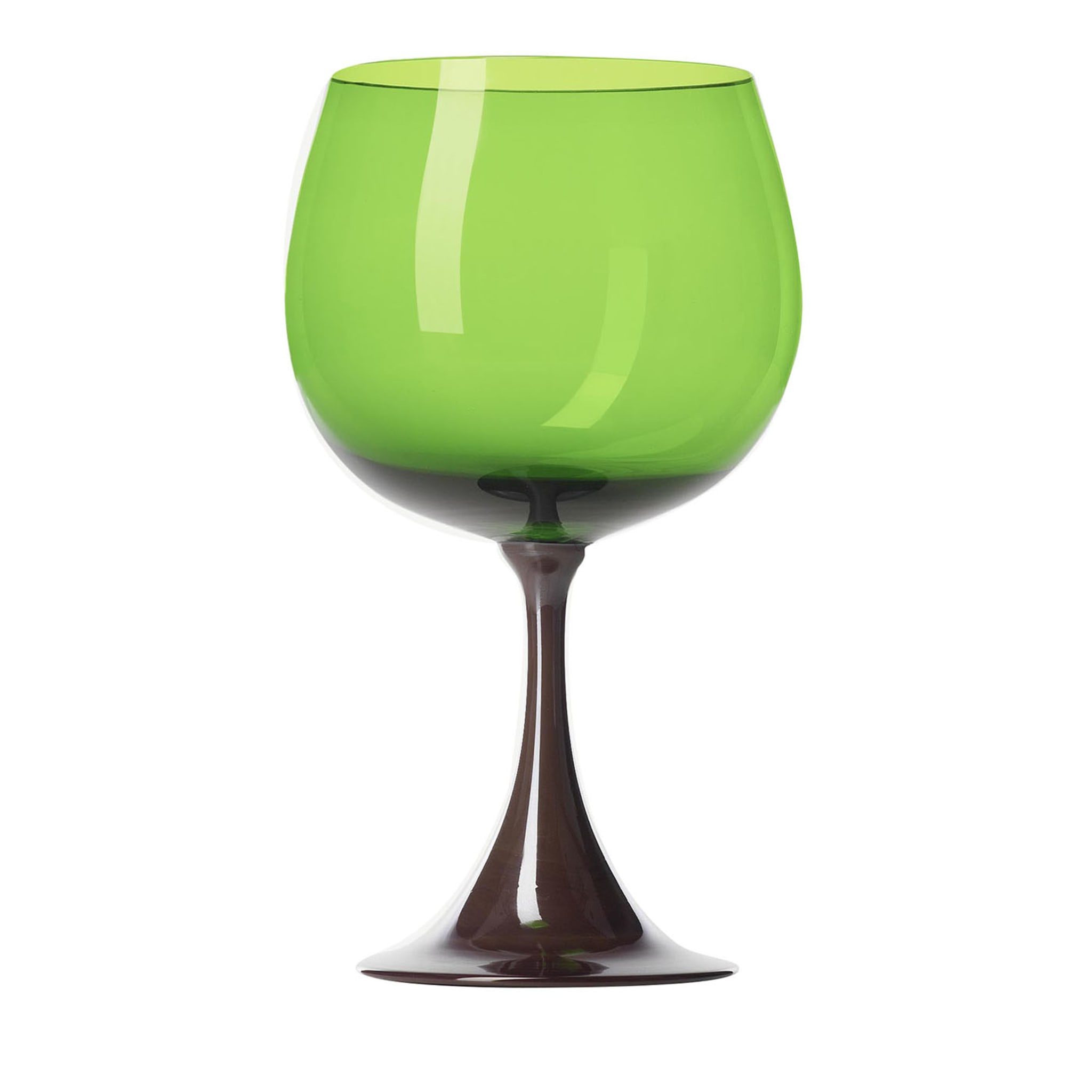 Bicchiere a stelo Burlesque verde e mirtillo di Stefano Marcato - Vista principale