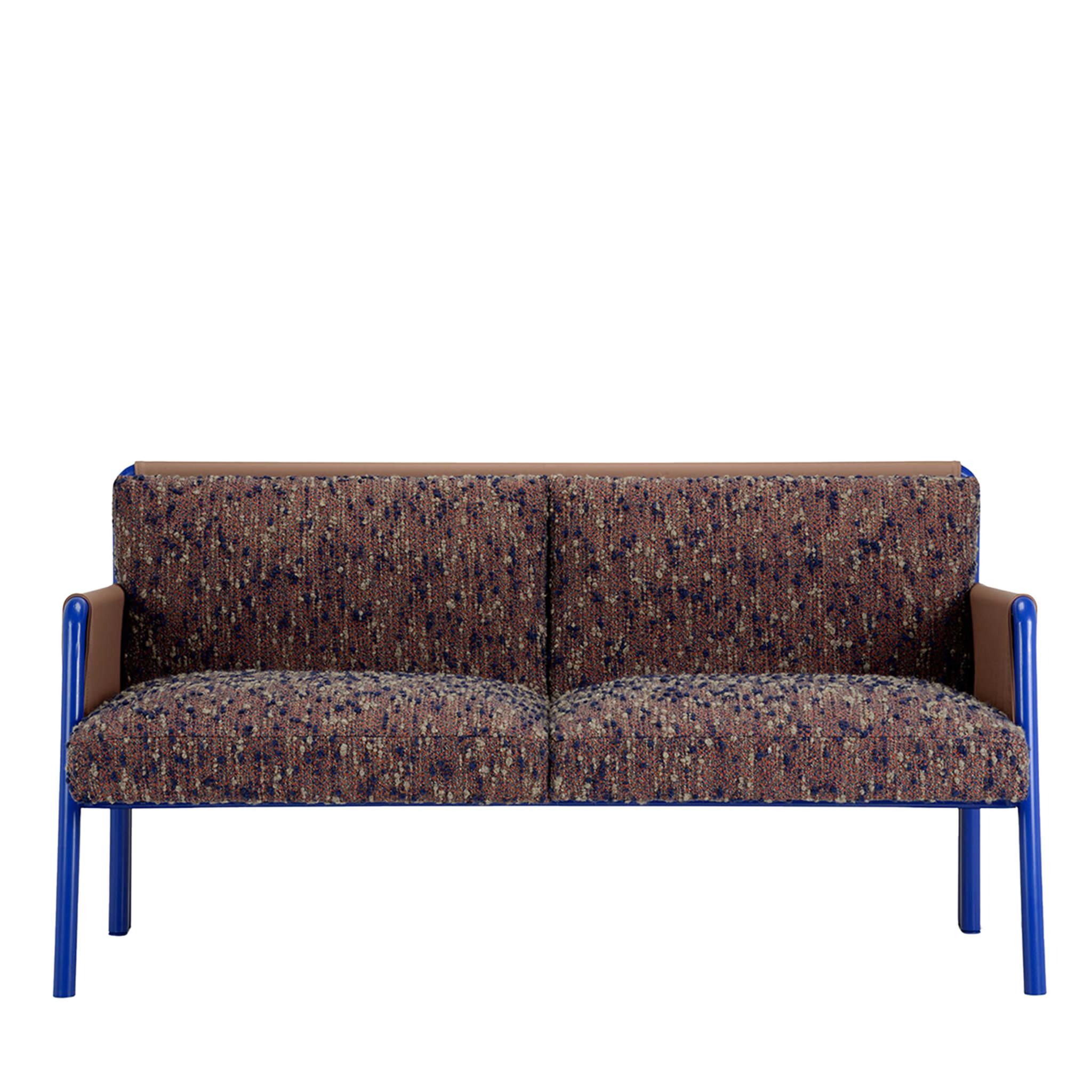 Swing 2-Seater Bouclé Brown & Blue Sofa by Debonademeo - Main view