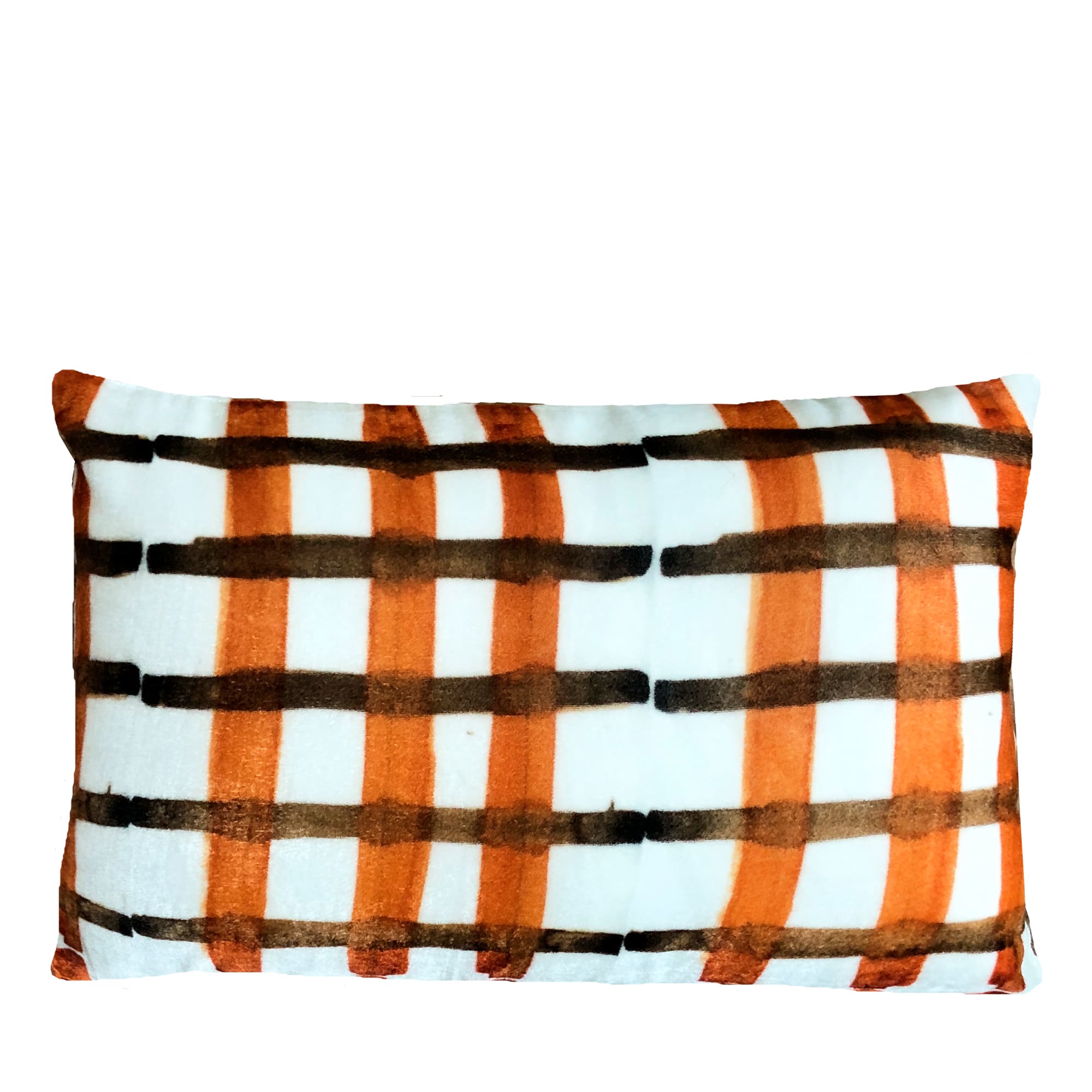 Chocolate and lobster orange velvet cushion cover - Colomba Leddi