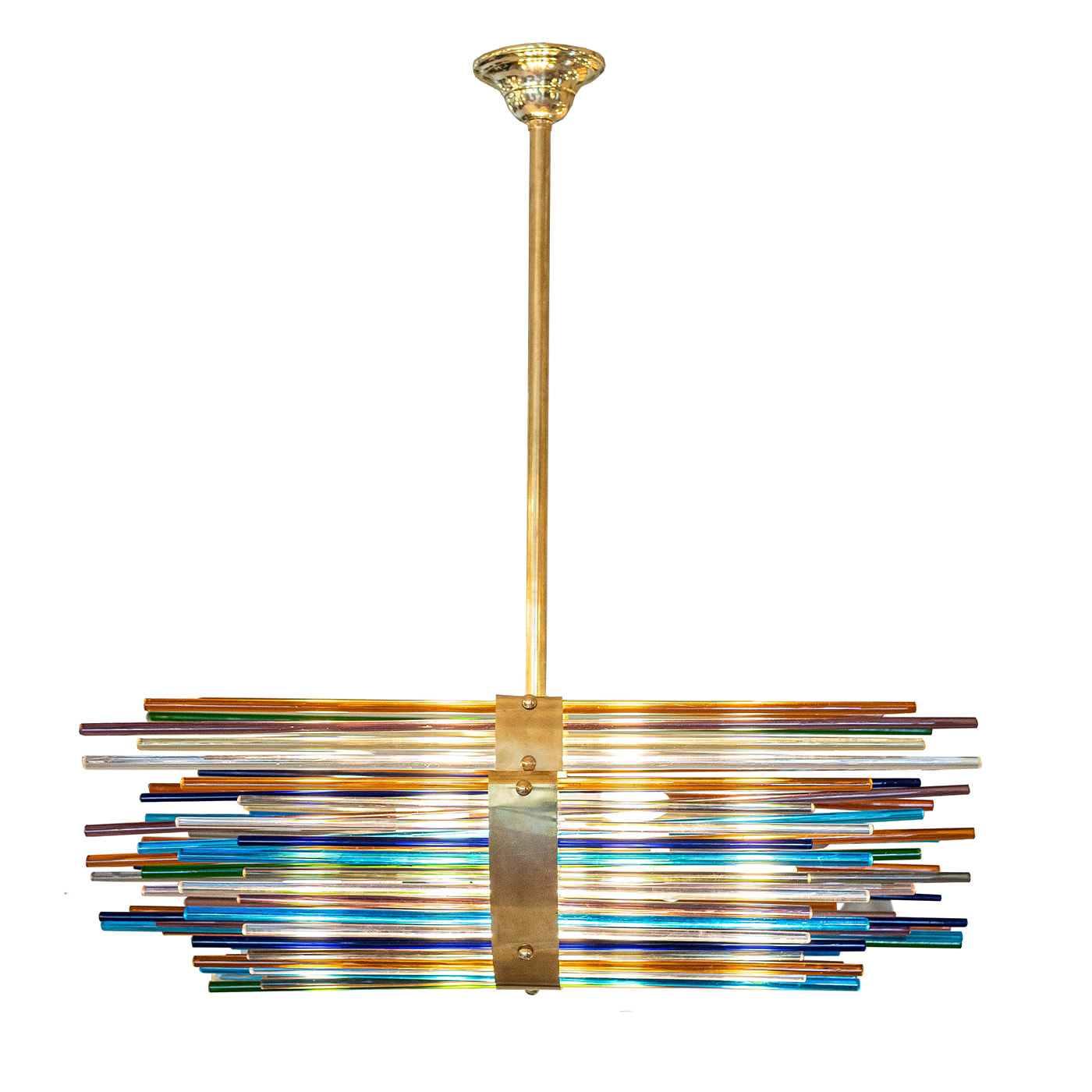 6-Light Polychrome Glass Sticks Chandelier - Enrico Neri & C. snc