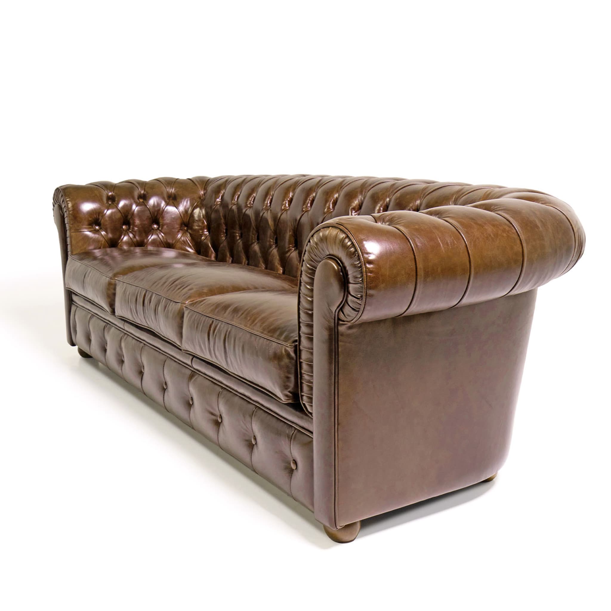 Chesterfield Brown Leather 3-seater Sofa Tribeca Collection - Alternative view 2