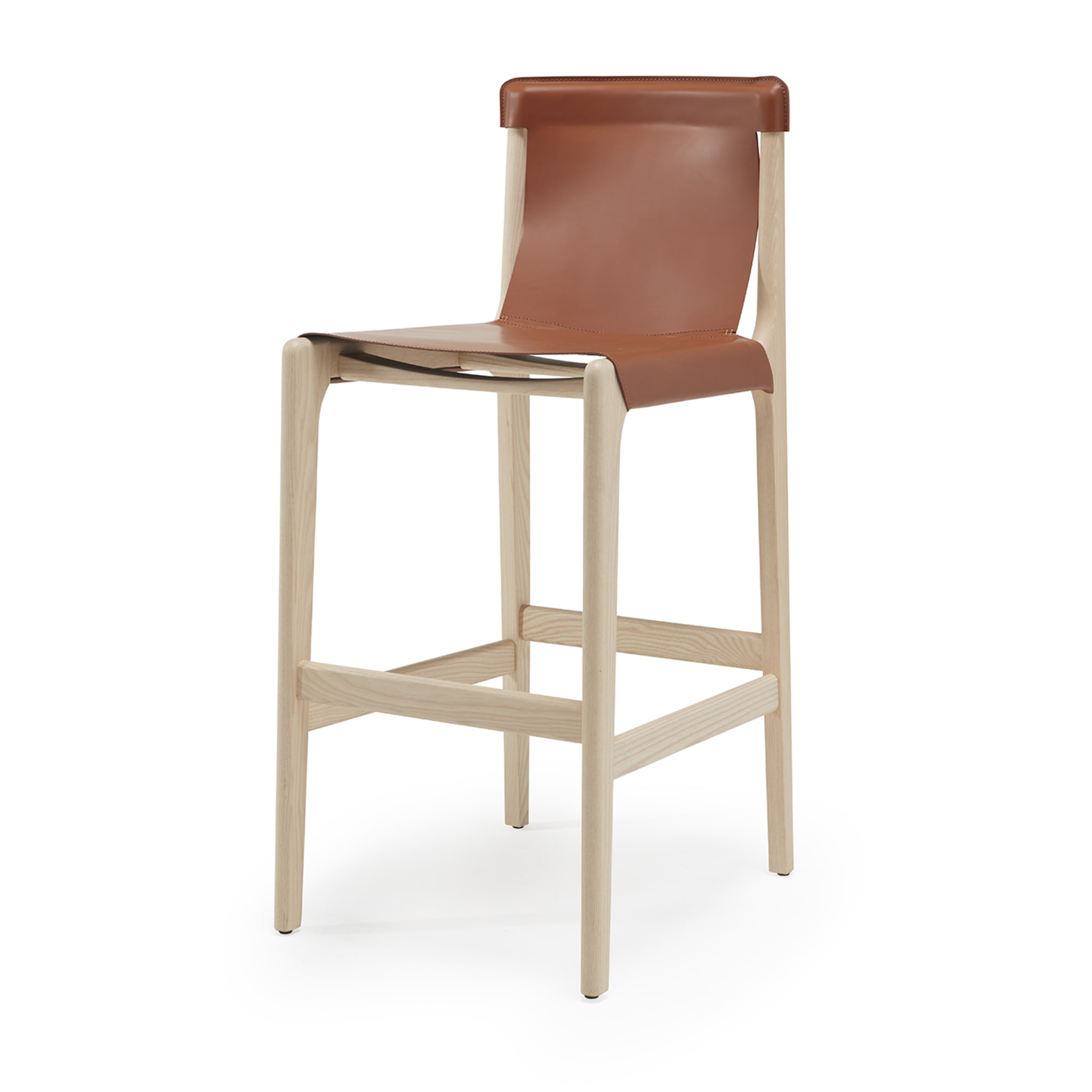 Burano/sg 30 Brown Leather Counter Stool by Balutto Associati - Alternative view 3