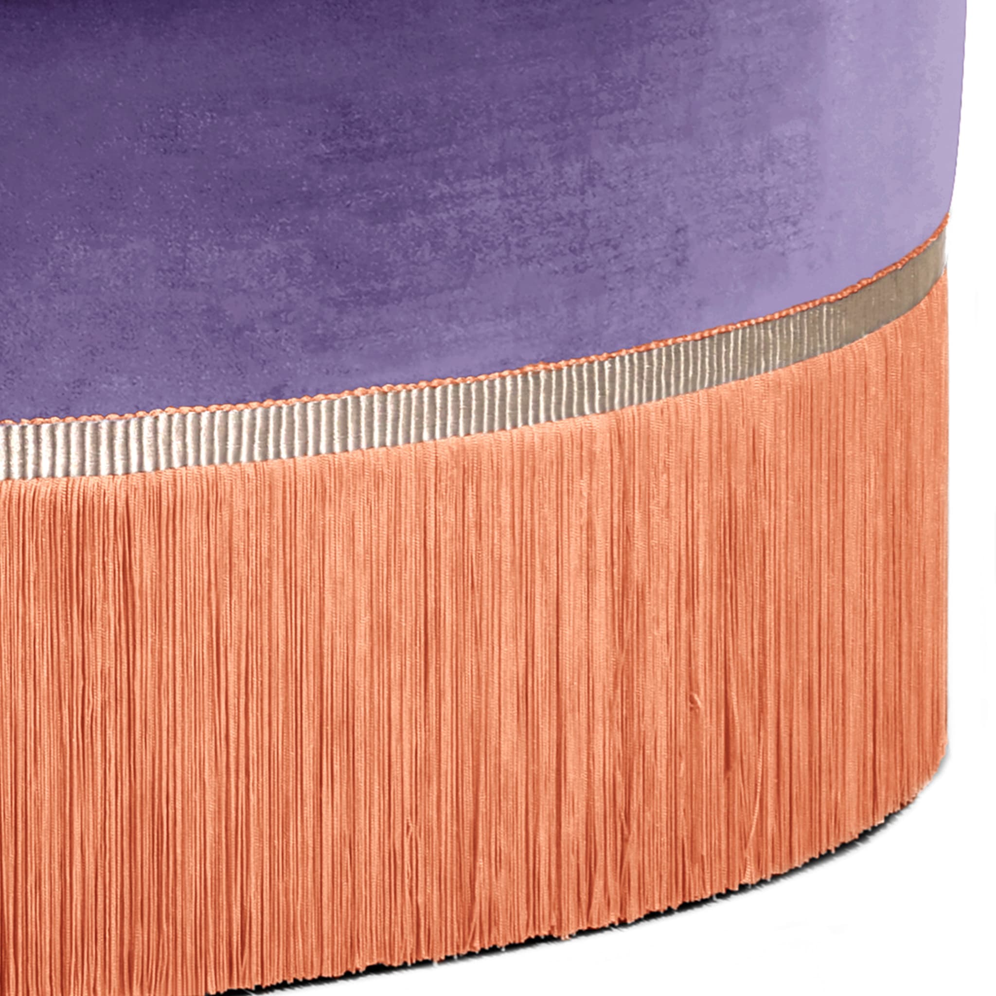 Purple and Orange Couture Geometric Bicolor Pouf - Alternative view 1