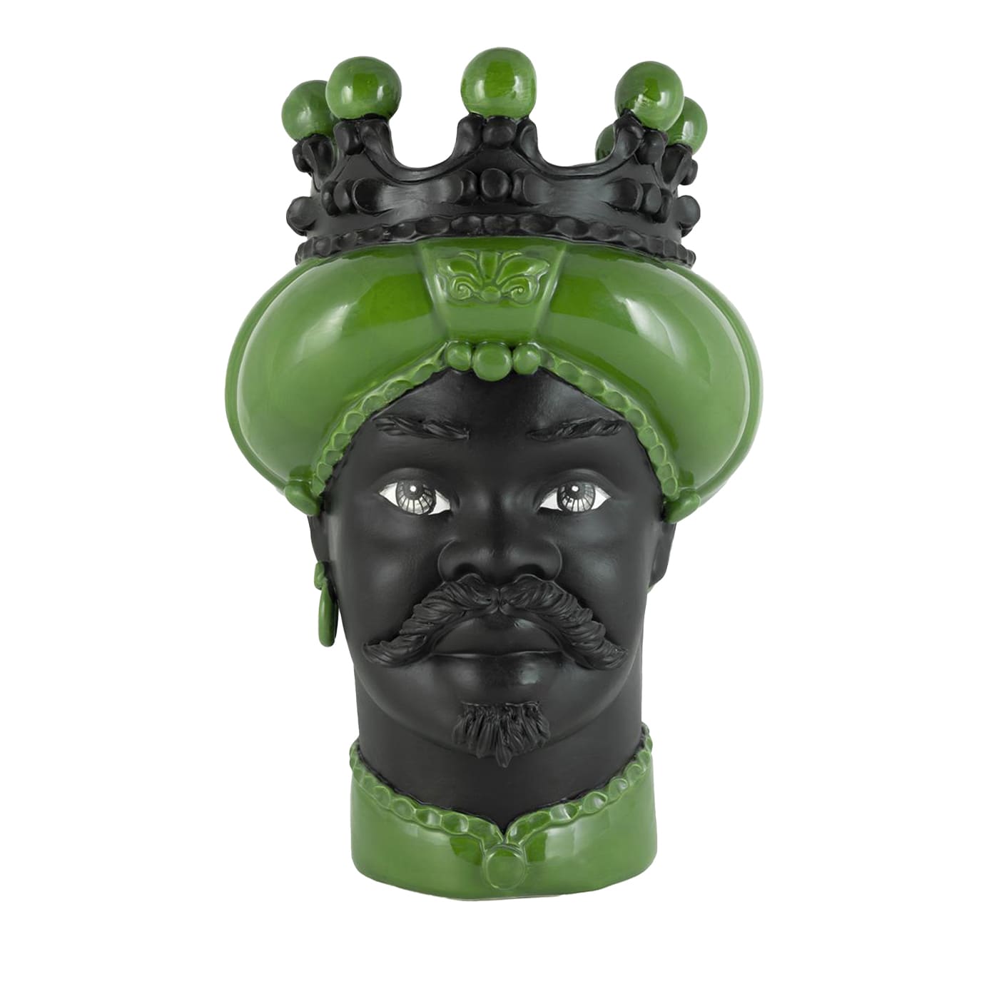 Moro Man Anthropomorphic Black & Green Vase - Abhika