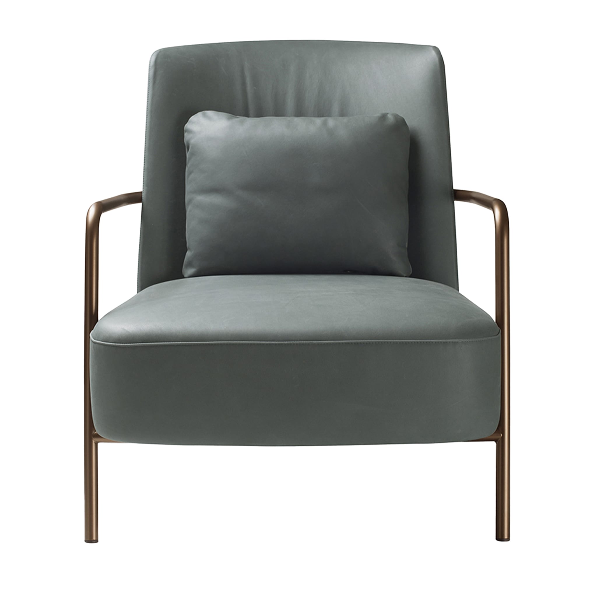 Ilary Green Leather Armchair - Main view