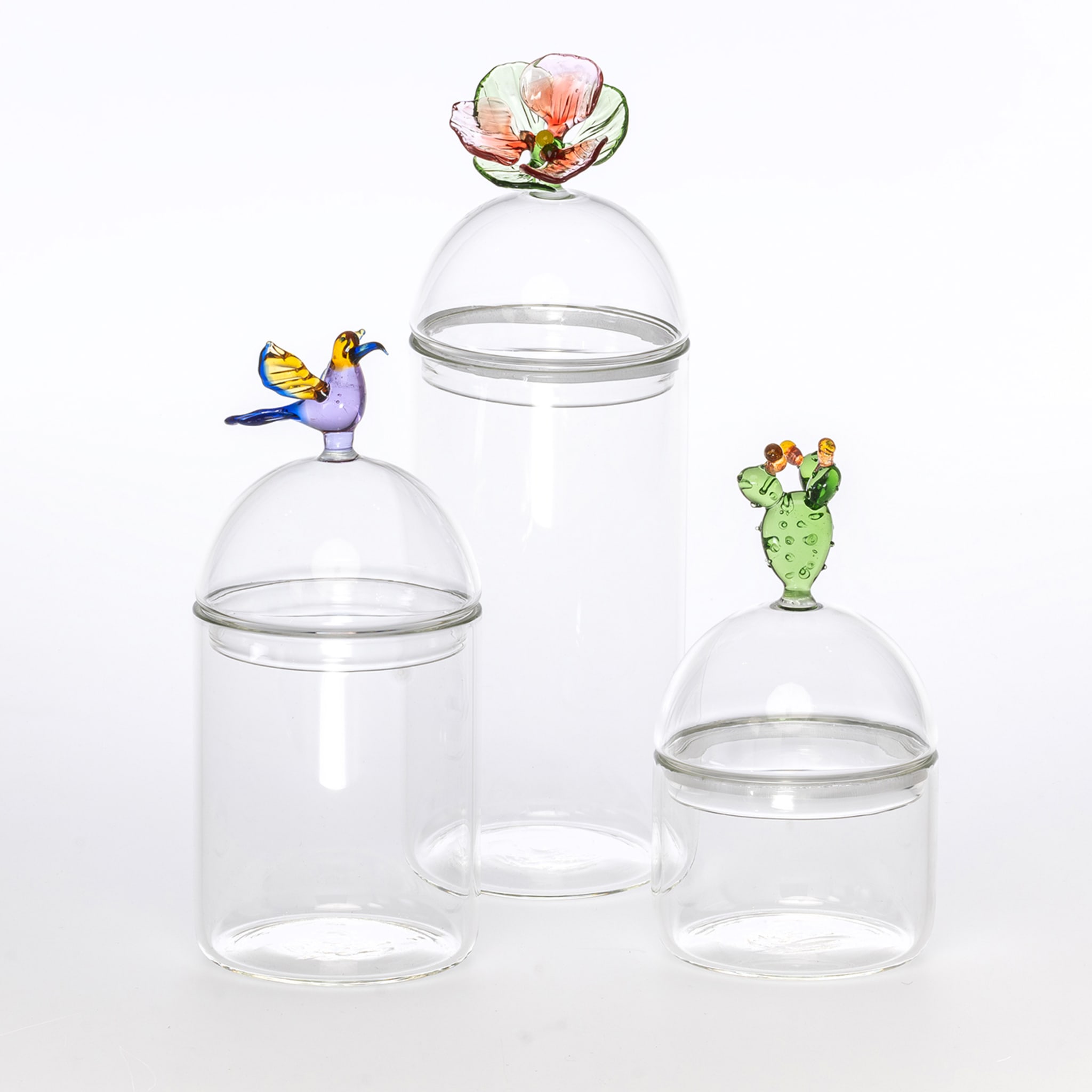 Mediterraneo Contenitore di vetro per cactus piccoli realizzato a mano  - Vista alternativa 3