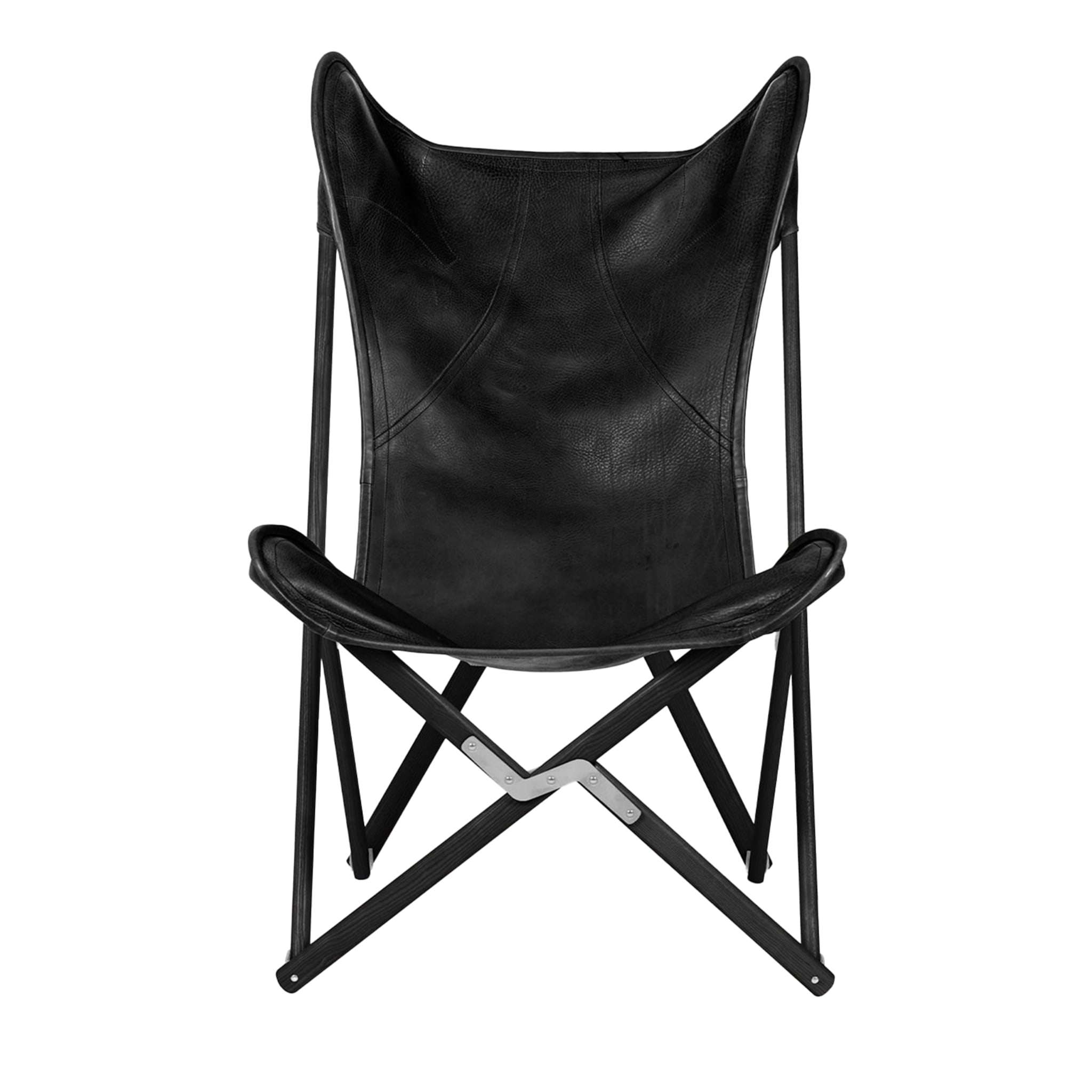 Tripolina Sessel aus schwarzem Leder - Hauptansicht