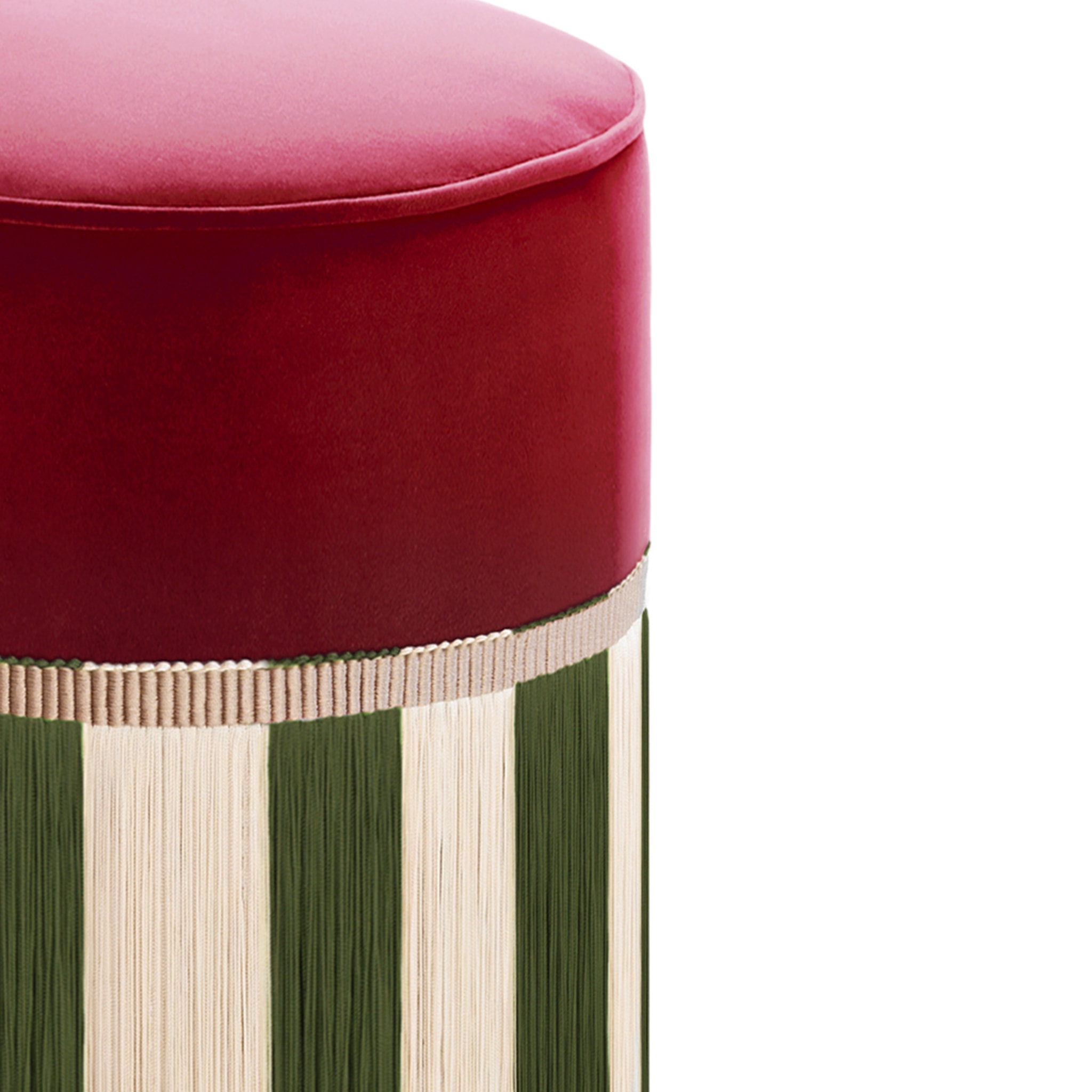 Couture Riga' Fringed Burgundy & Green Ottoman - Alternative view 1