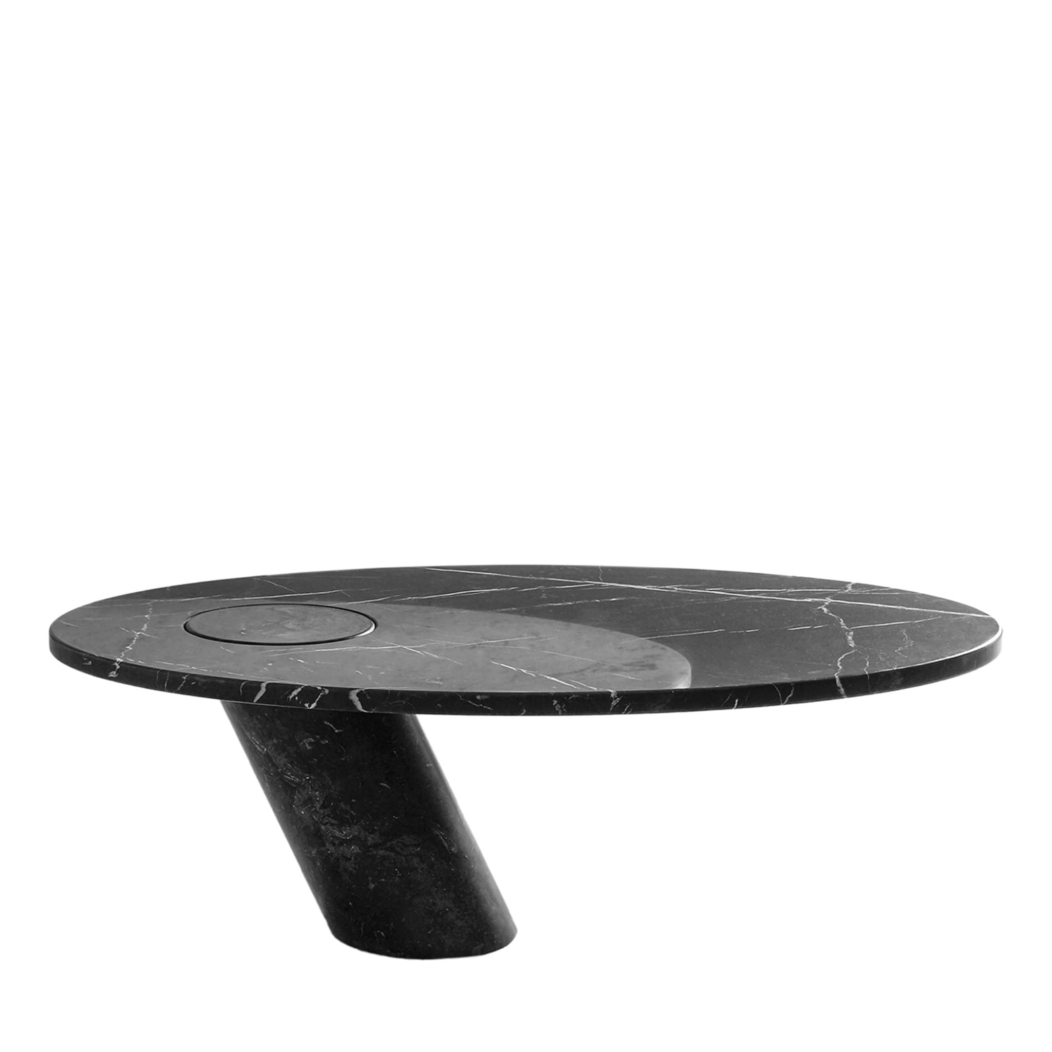 Tavolino ovale Eccentrico in marquina nera di Angelo Mangiarotti - Vista principale