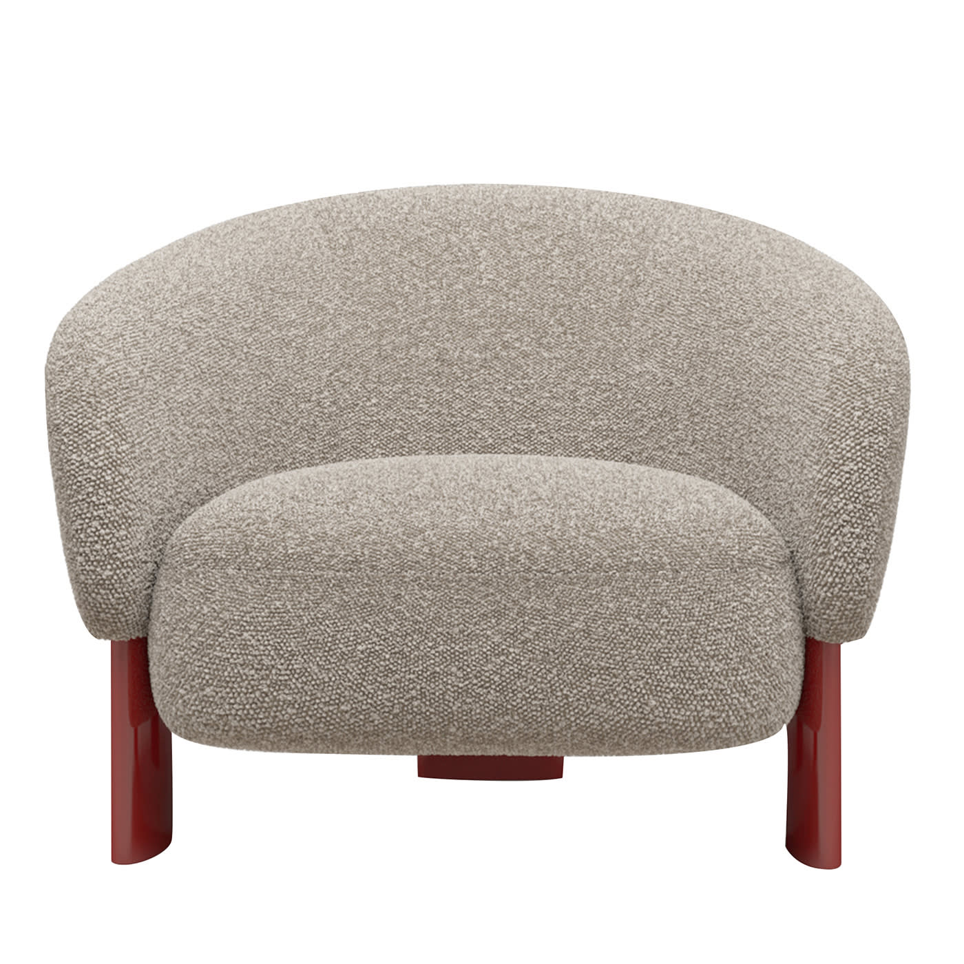 Beige Boucle Armchair with Lacquered Base - Loopo