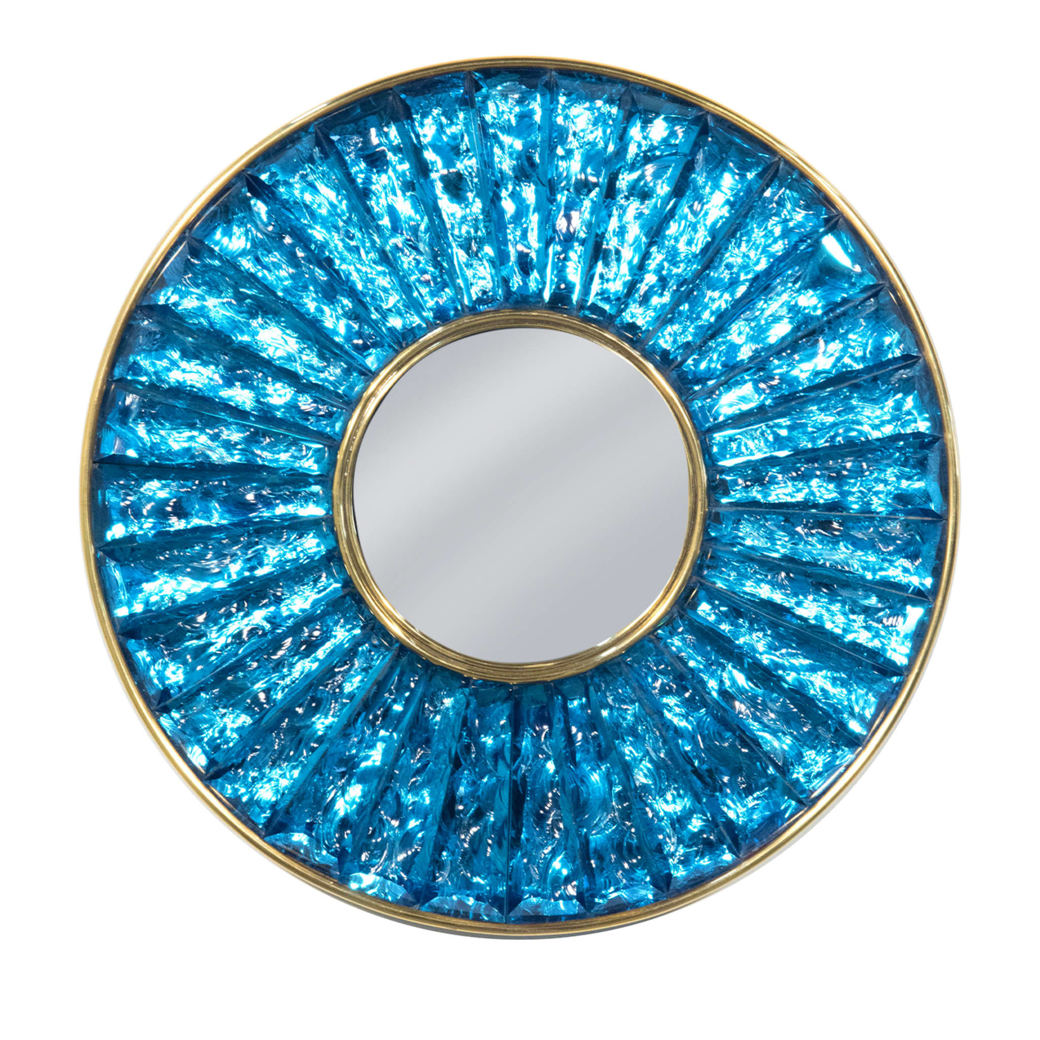 Mini miroir Martelè en cristal bleu - Vue principale