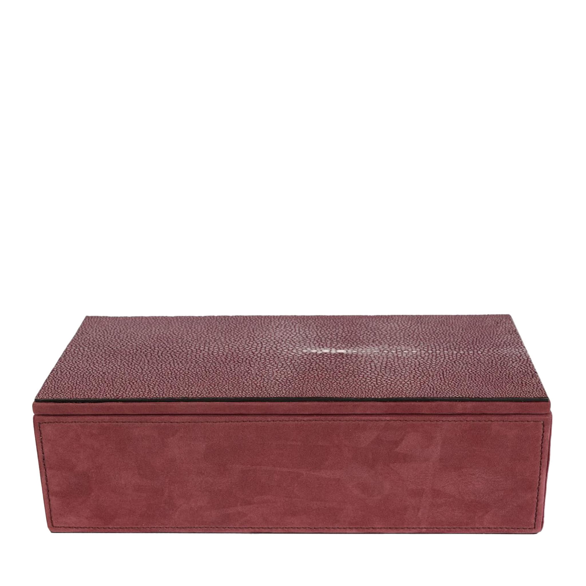 Boîte en cuir de galuchat rouge persan nubuck - Vue principale