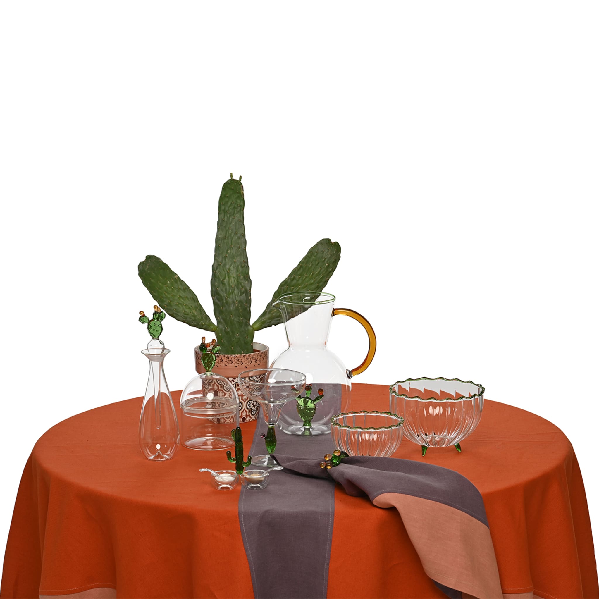 Lot de 4 serviettes de table en lin bicolore de luxe Prune-Bronze Rose  - Vue alternative 1