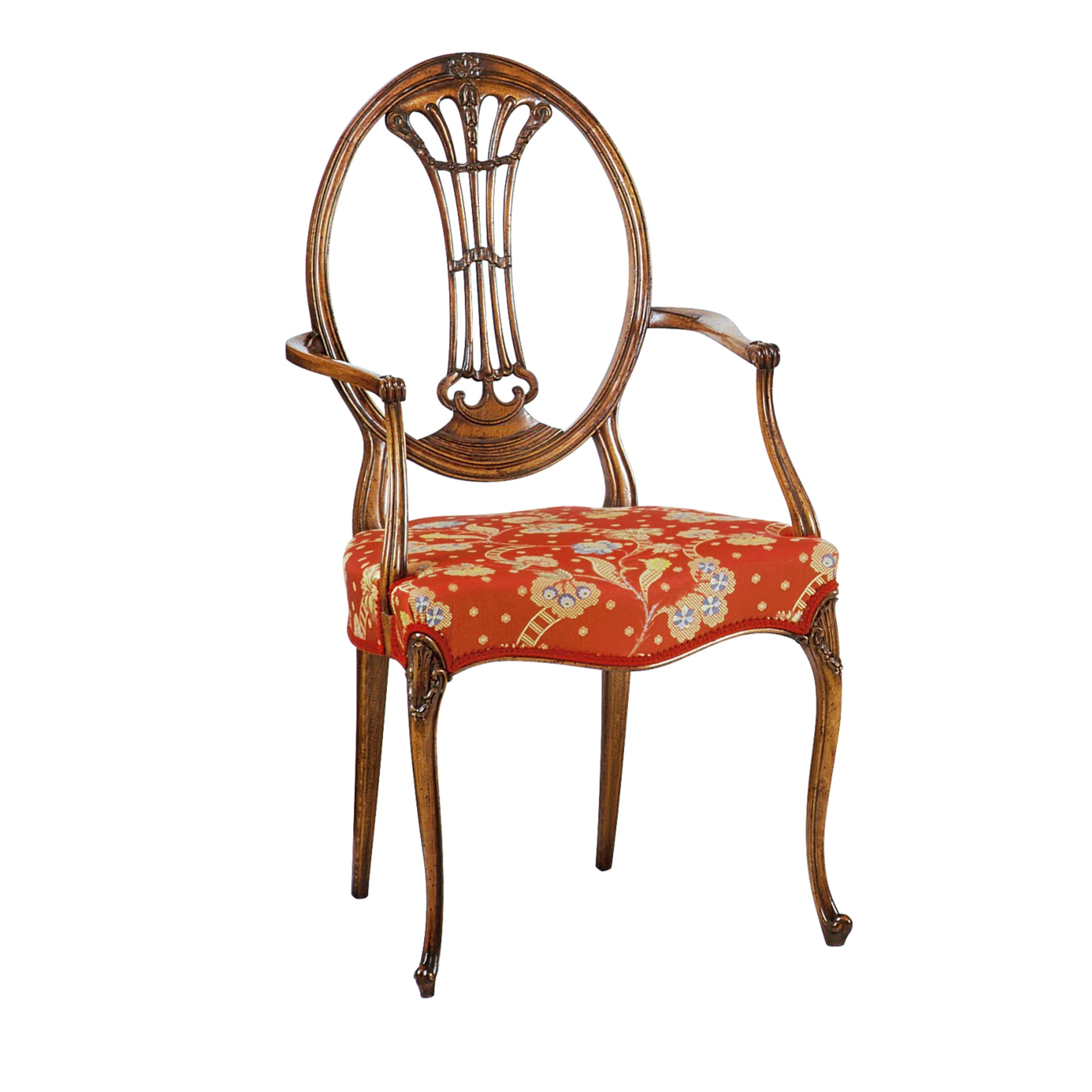 Hepplewhite-Stil Rot-Kissen-Stuhl #1 - Alternative Ansicht 1