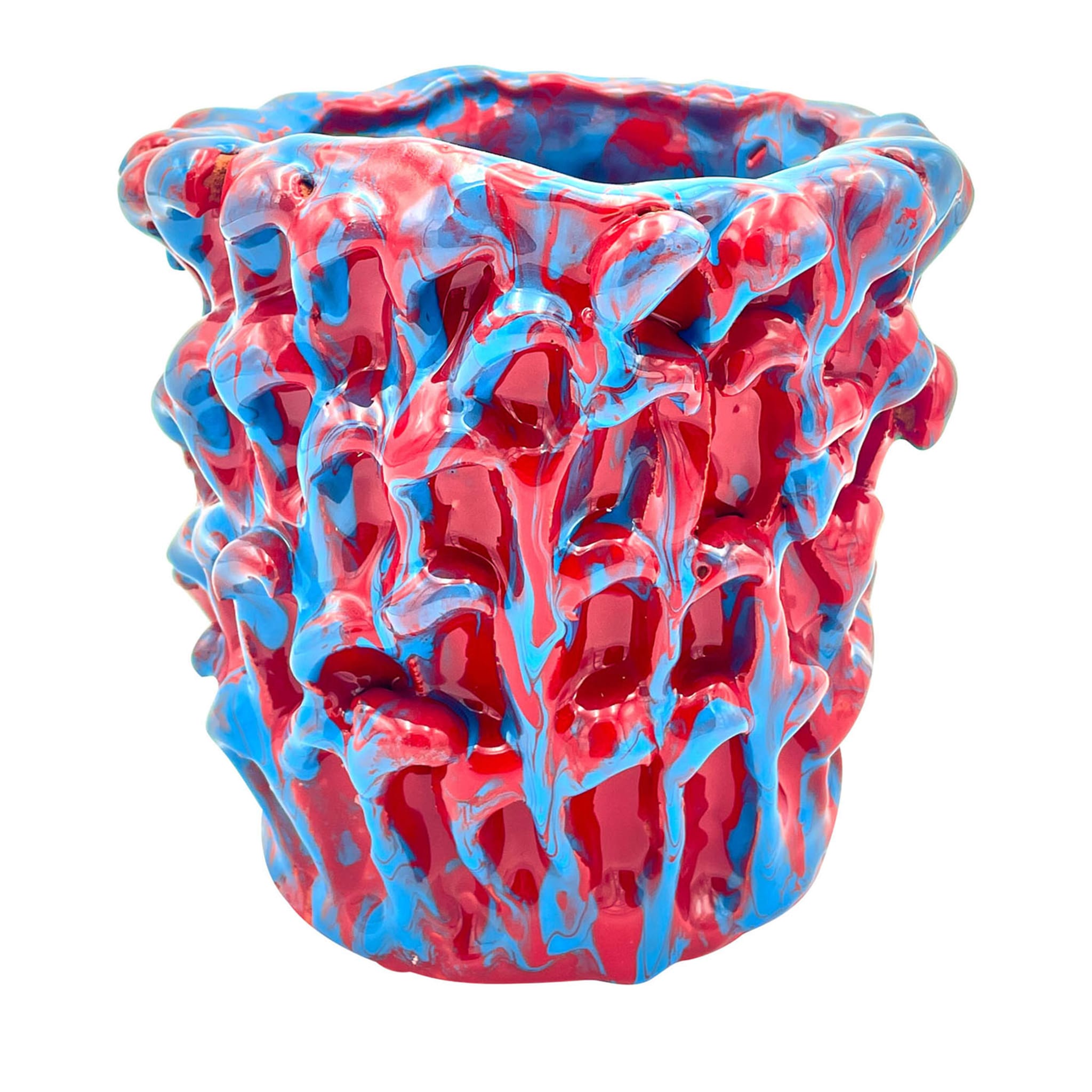 Onda Turquoise and Danger Red Vase - Main view
