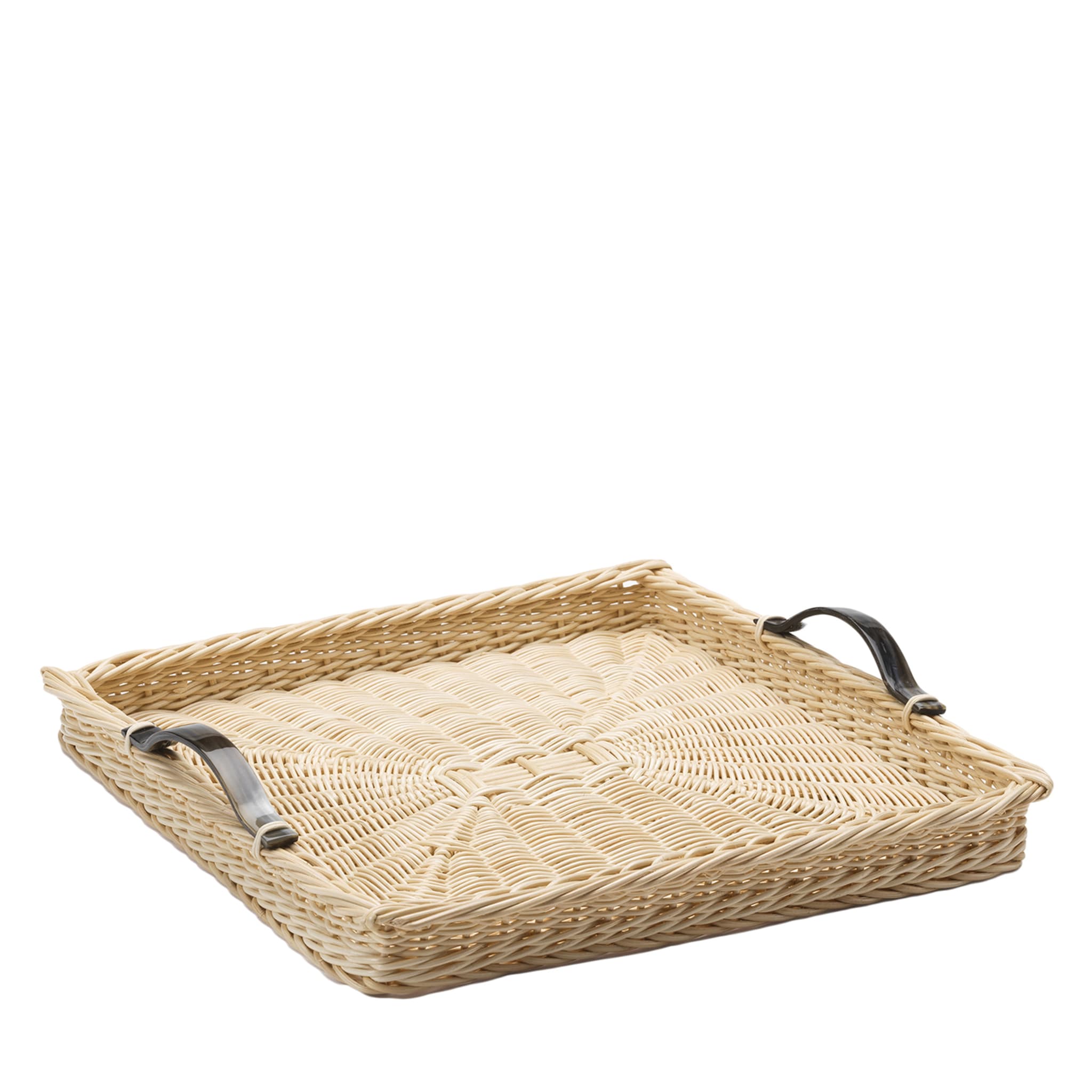 Papavero Square Wicker Tray with Horn Handles - Main view