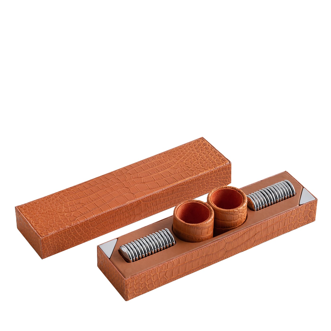 Orange Leather Backgammon Game Set - Impatia