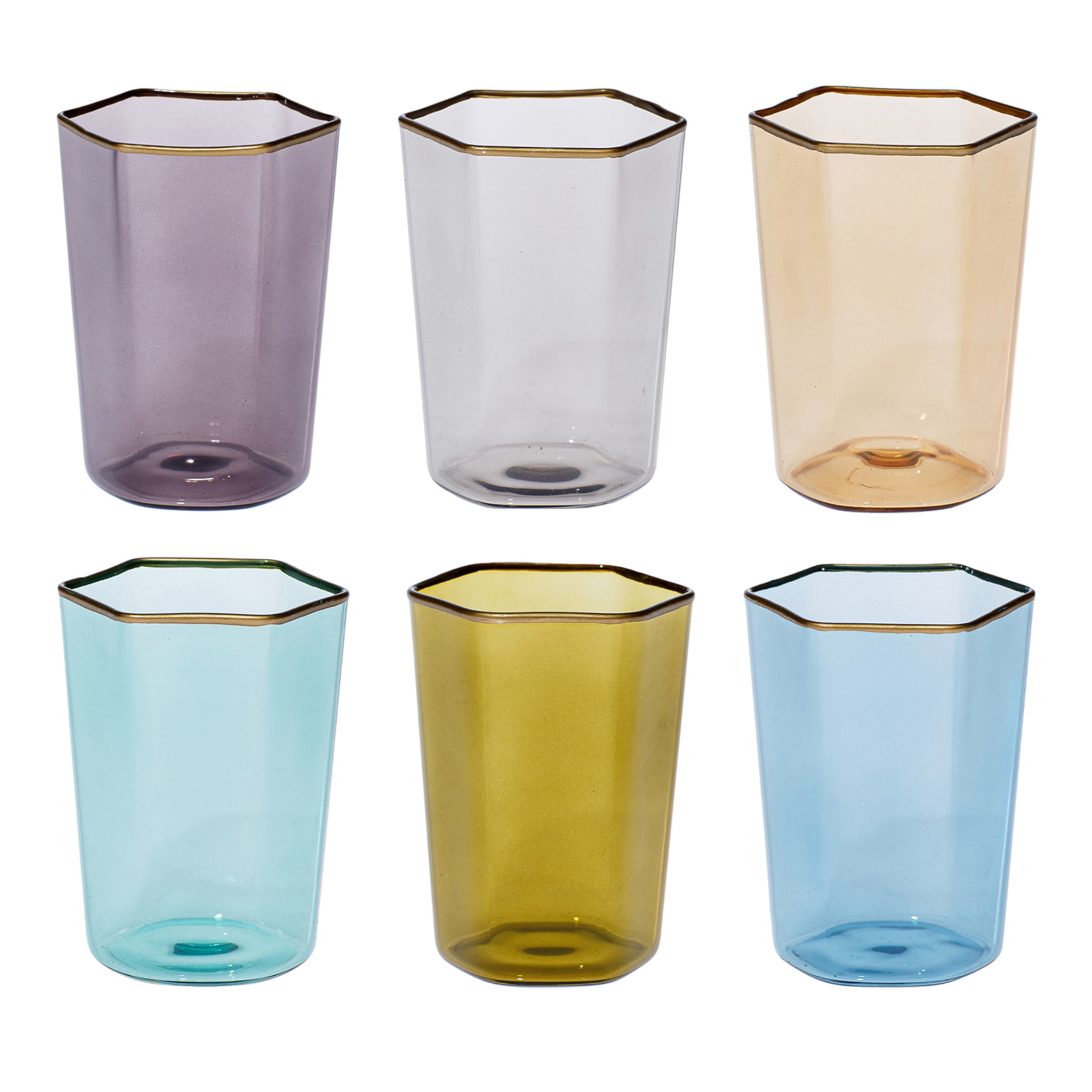 Set di 6 bicchieri colorati esagonali - Vista principale
