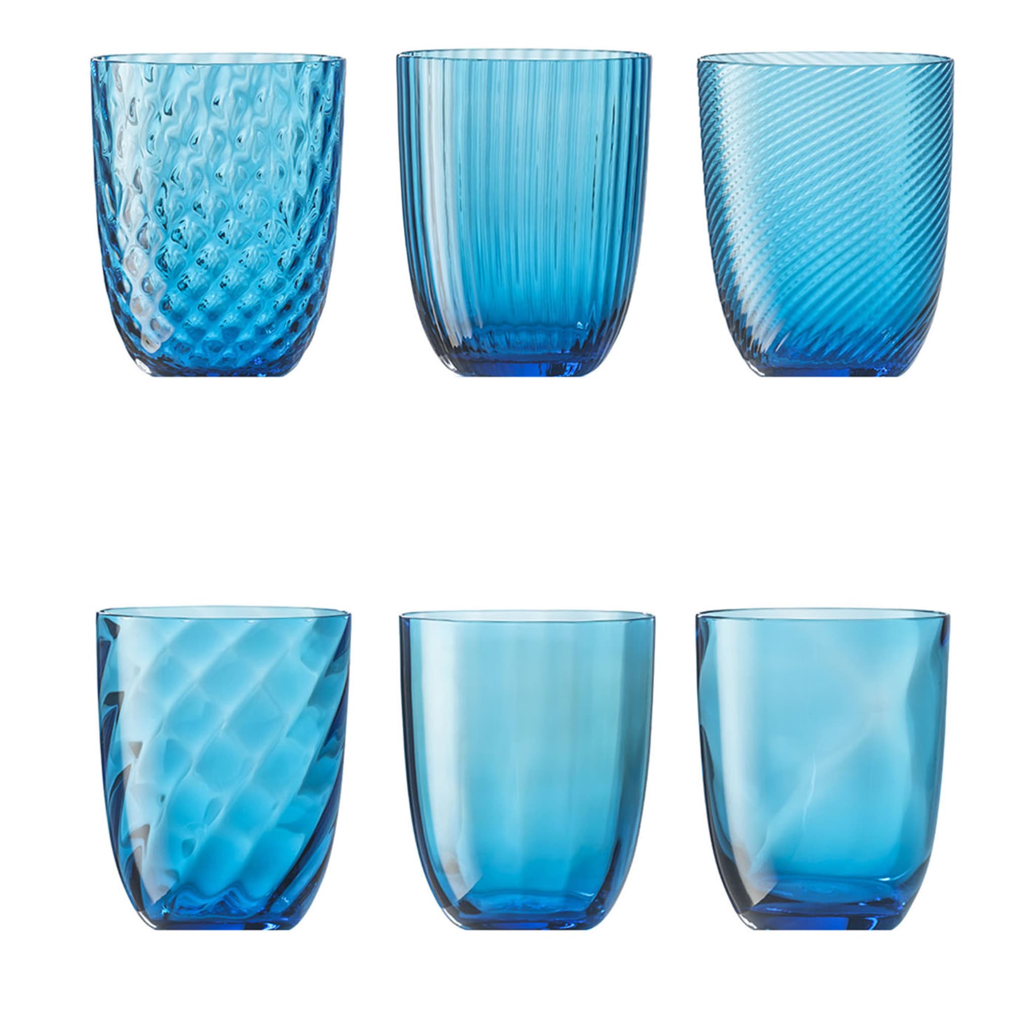 Idra Set of 6 Turquoise Assorted Glasses - Main view