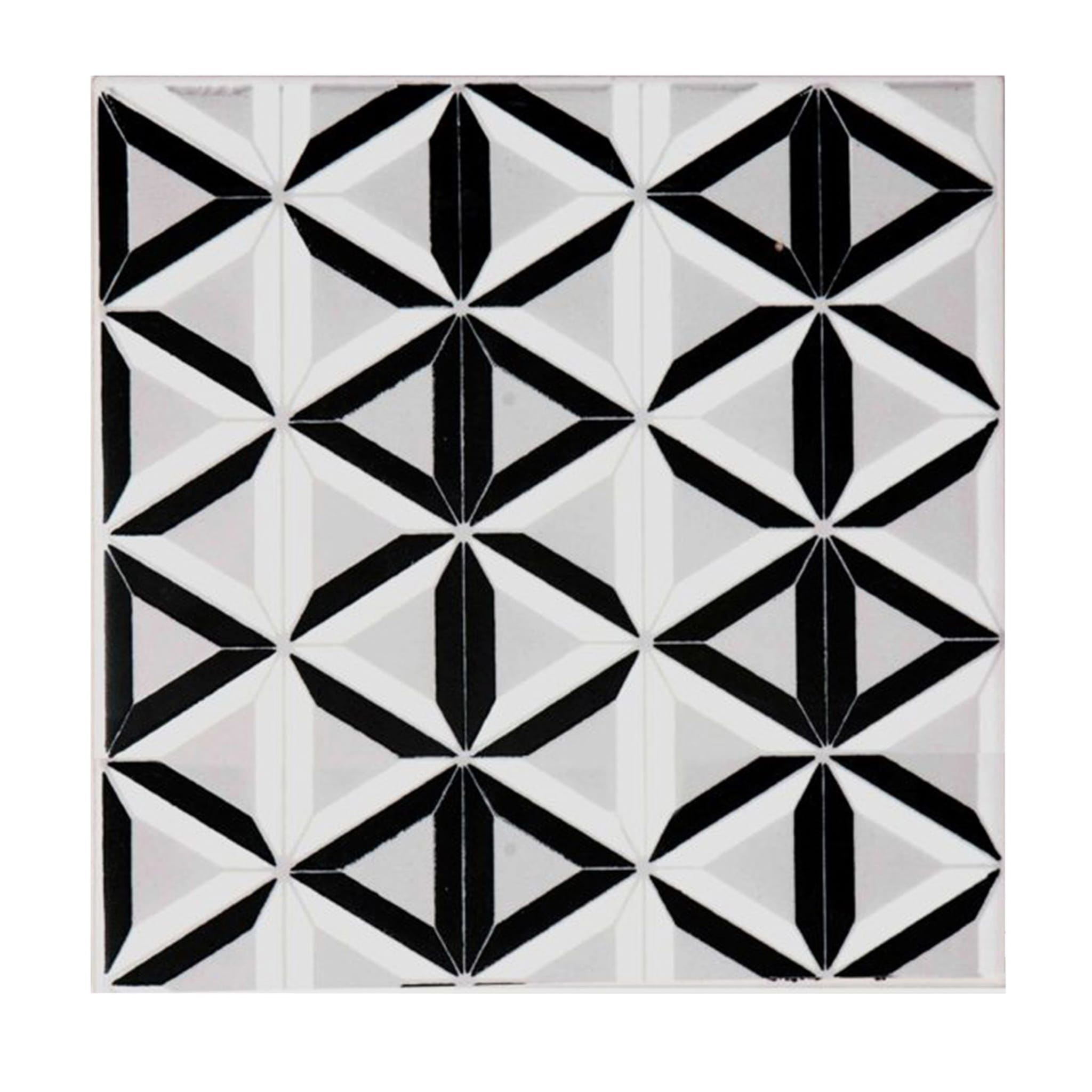 Geometric Trend C44 #3 Black & White Set of 25 Square Tiles - Main view