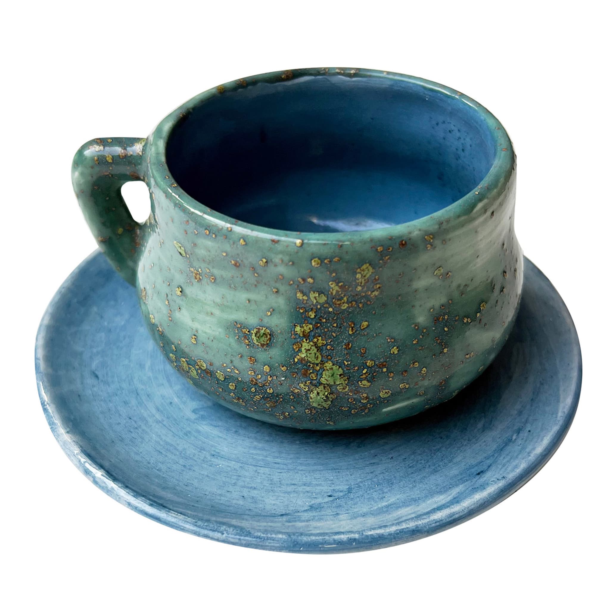 Jade Teal & Blue Espresso Cup with Saucer - Main view