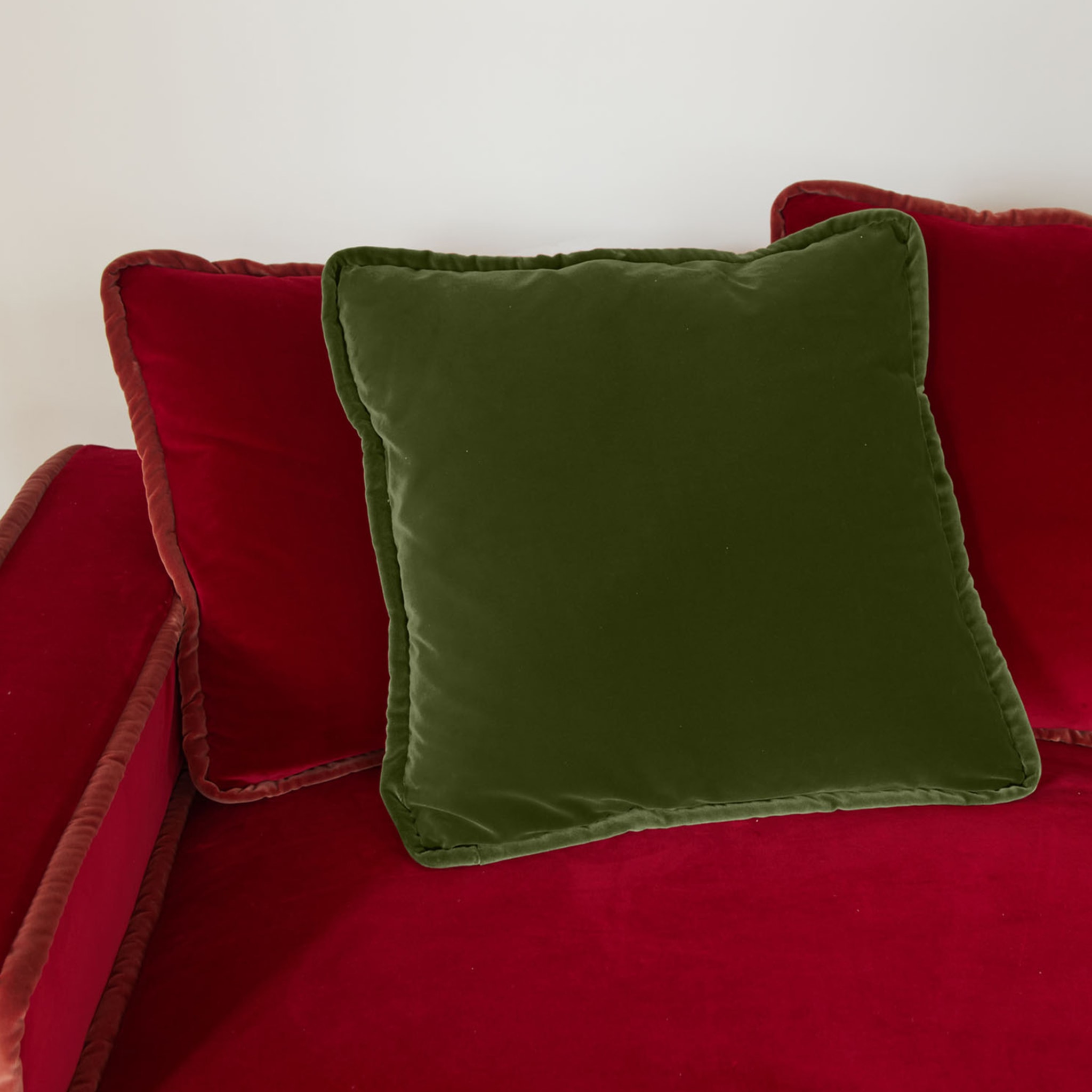 Jungle Silk and Moss Green Velvet Reversible Cushion - Alternative view 2
