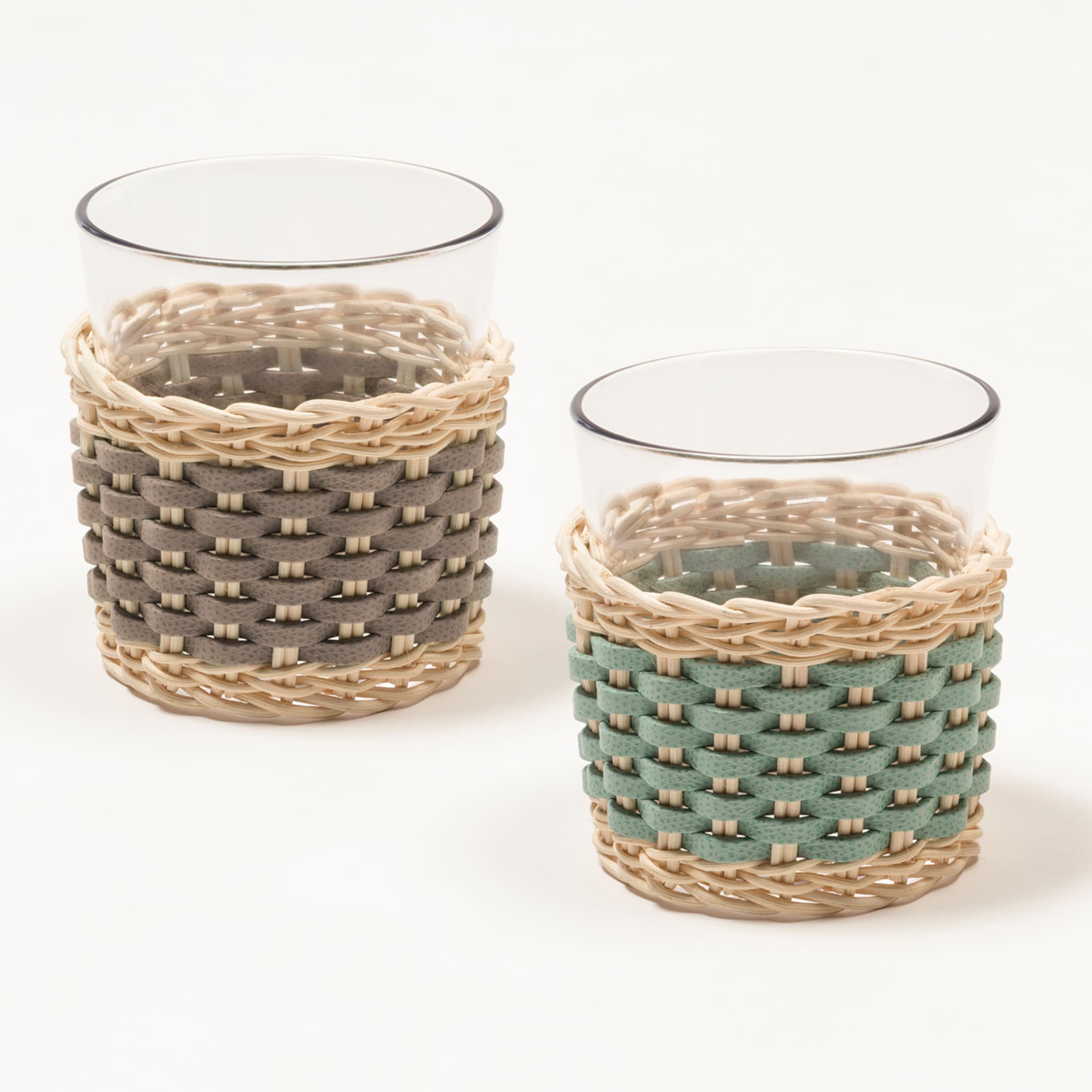 Annecy Leather & Rattan Cup - Green - Alternative view 1