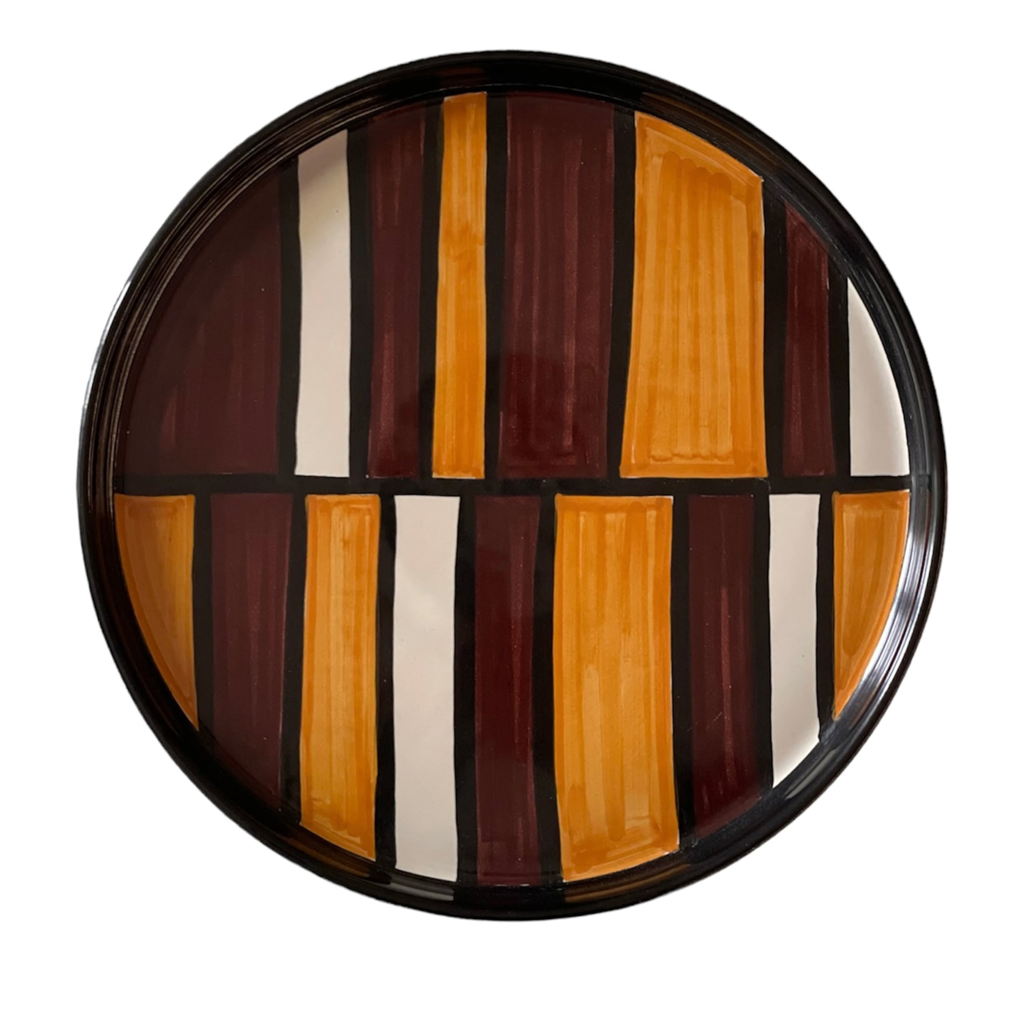 Orange and Red Striped Round Tray - Main view