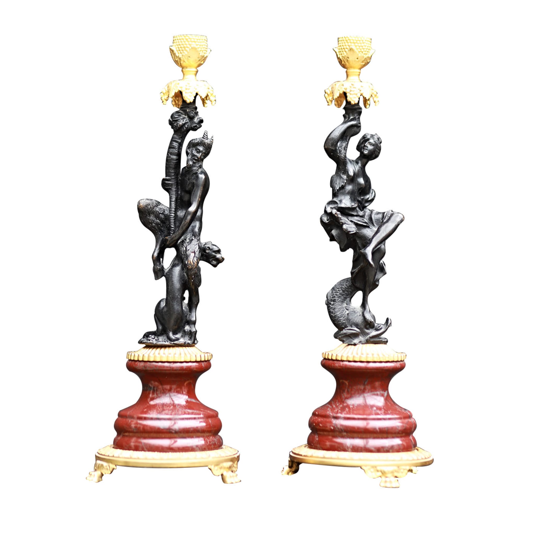 Set of 2 Anthropomoprhic Polychrome Candleholders - Main view