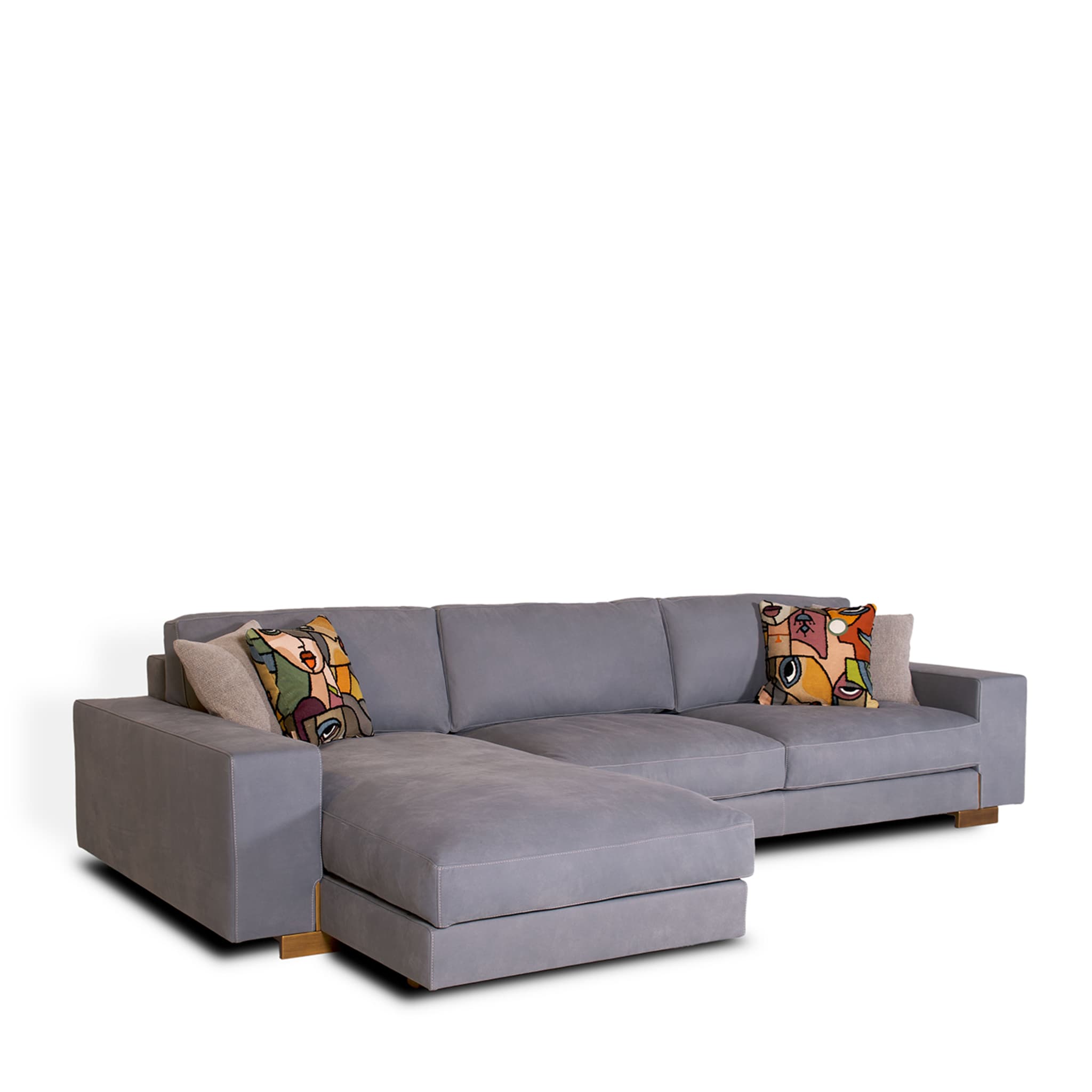 Canapé Maxi en cuir bleu clair avec chaise longue - Vue alternative 2