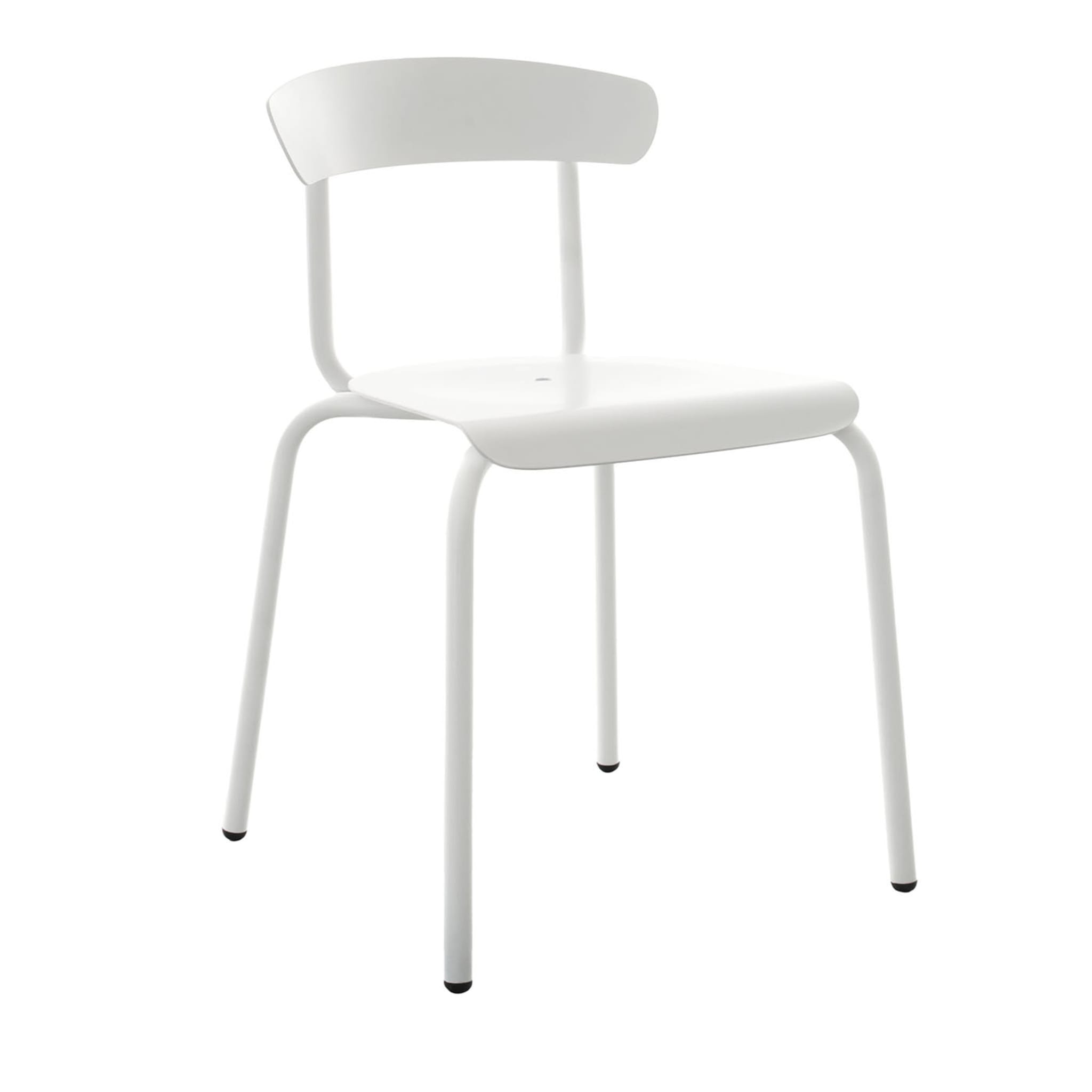 Weißer AluMito-Stuhl mit Armlehnen von Pascal Bosetti - Hauptansicht