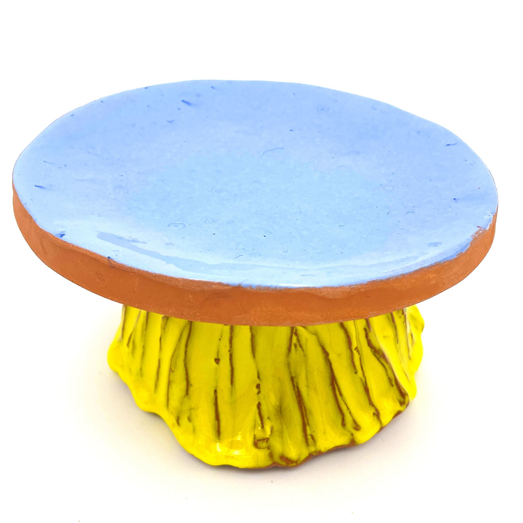 Alzata per torta Fungo Vulcano giallo cadmio e lilla - Vista alternativa 3