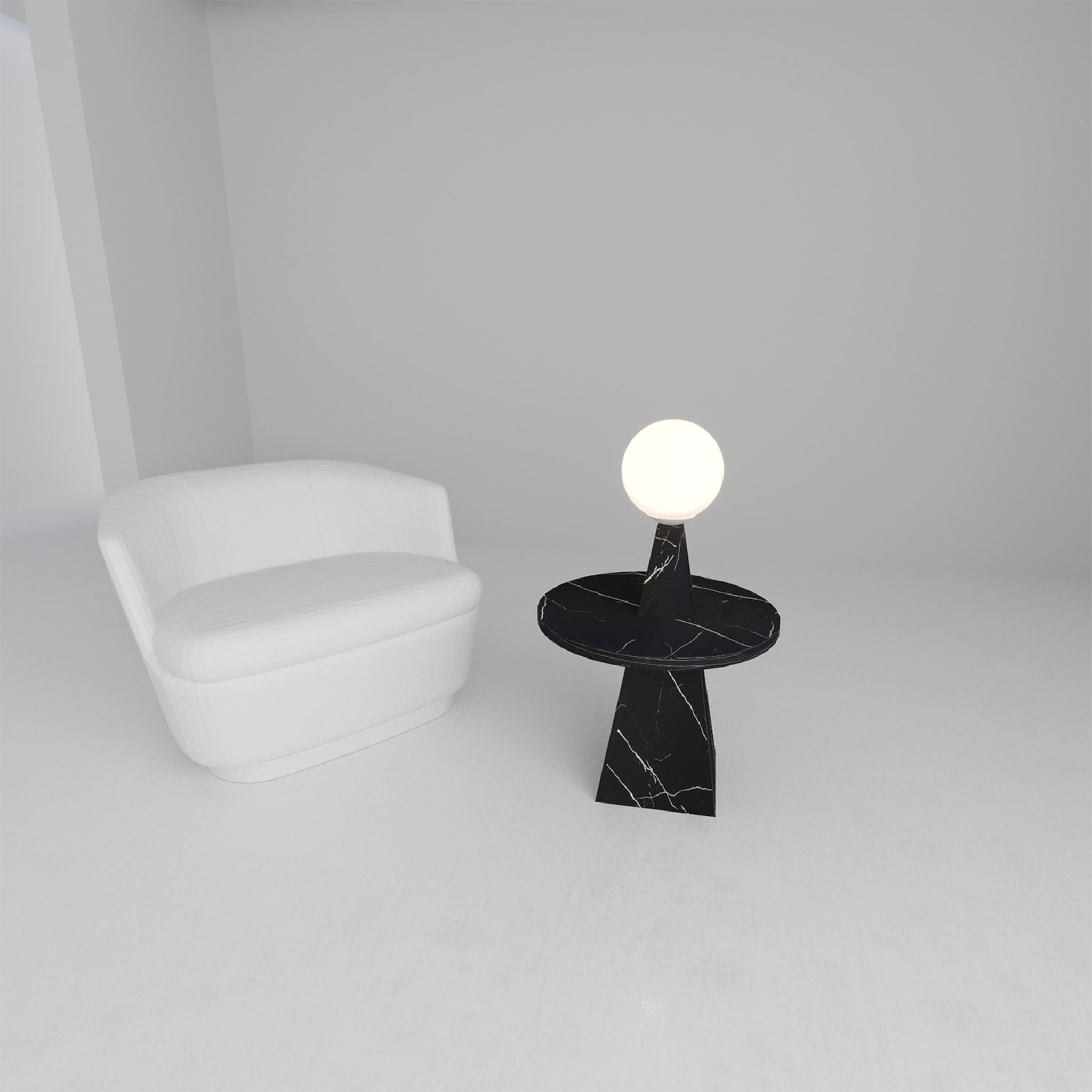 1512 Table basse et lampadaire en marbre noir par Sissy Daniele - Vue alternative 1