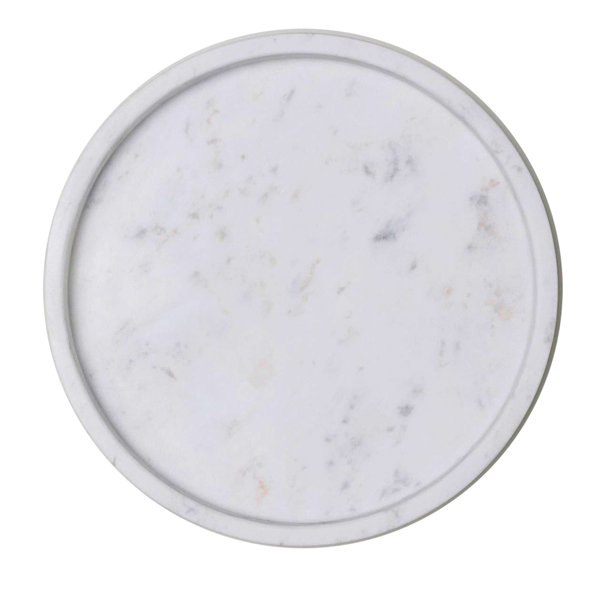 Carrara Weißer Marmor Rundes Dekoratives Tablett - Hauptansicht