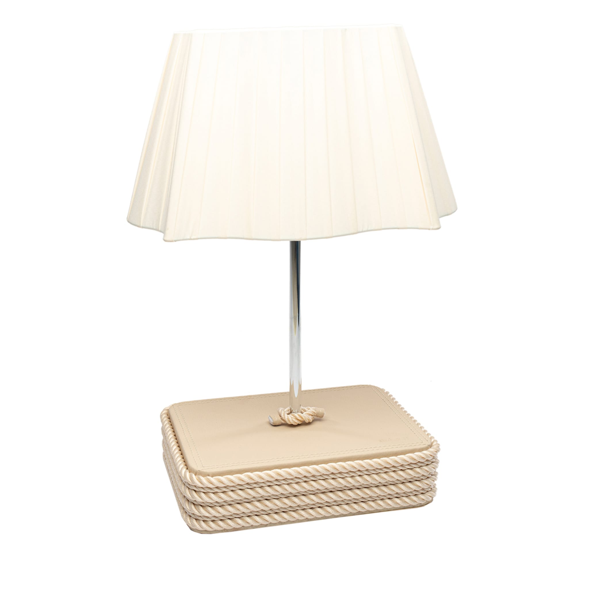 Large Rectangle-Base Cream Table Lamp - Main view