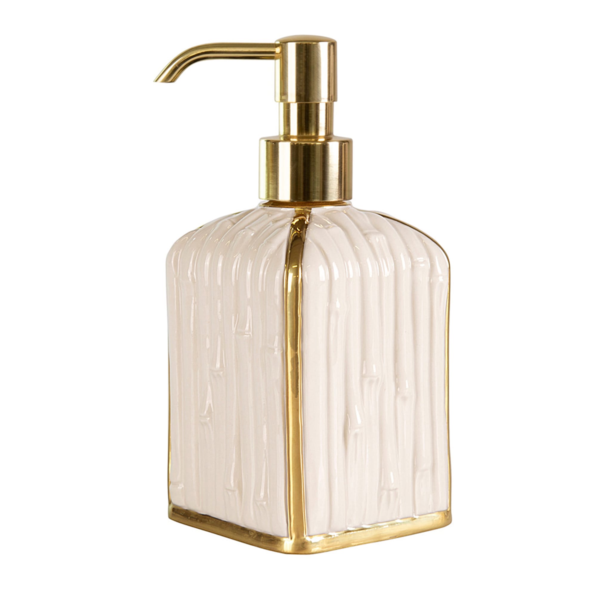 BAMBOO SOAP DISPENSER - GOLD AND WHITE - Main view