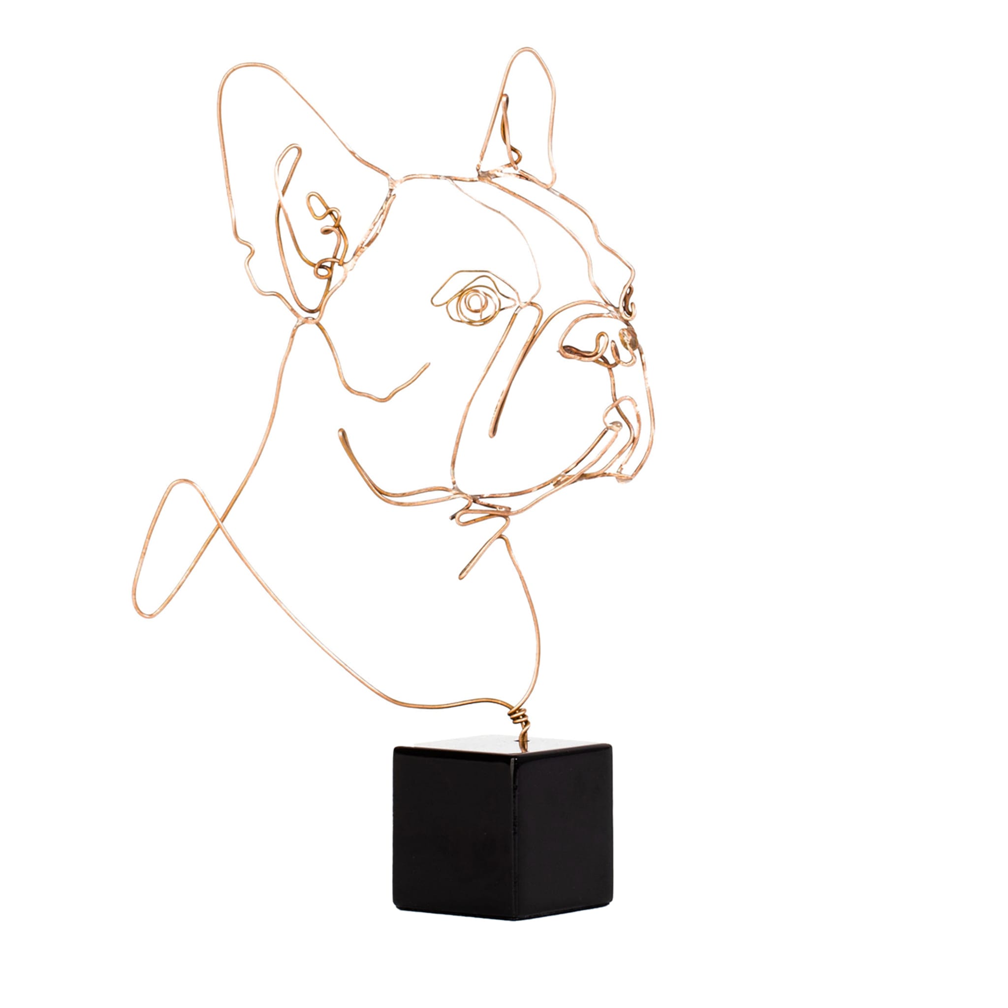 Estatuilla de bronce de perro toro francés - Vista principal