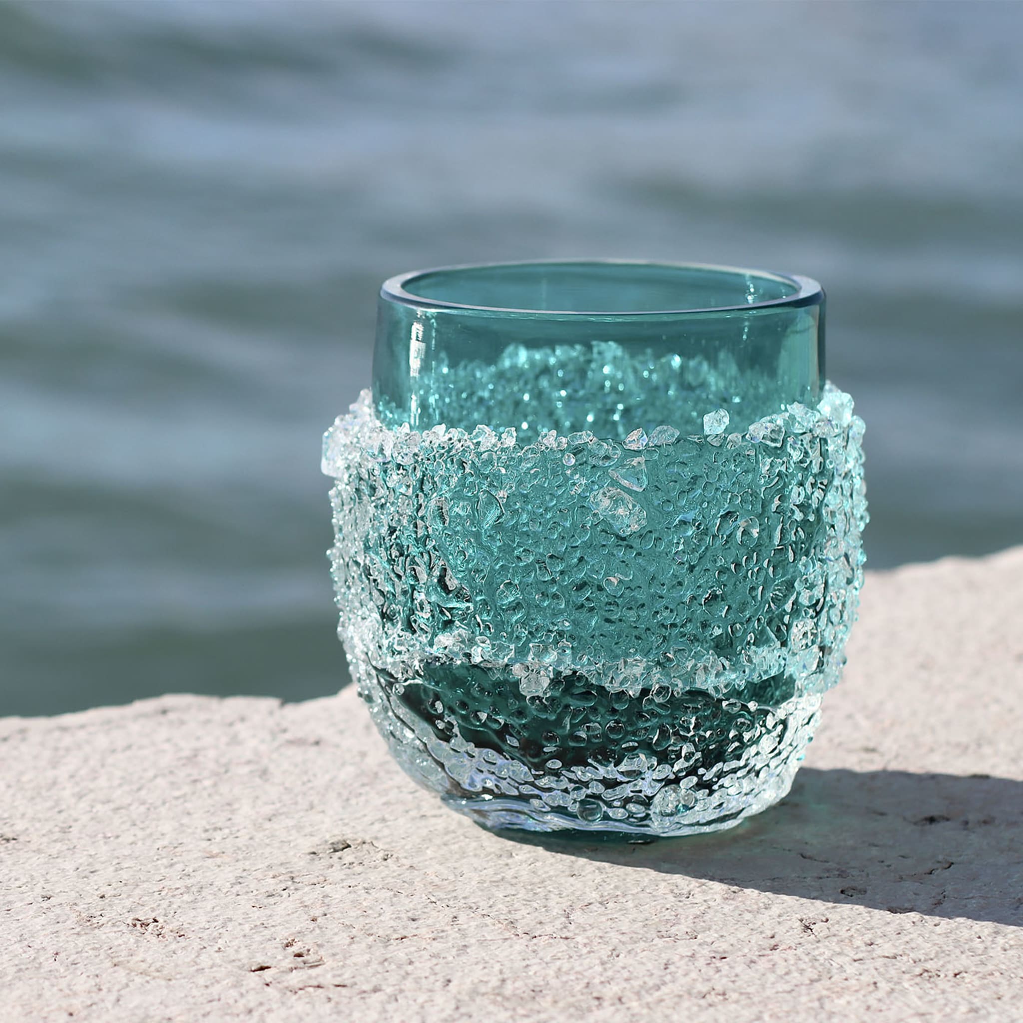 Ghiaccio Aquamarine Glass Vase - Alternative view 3