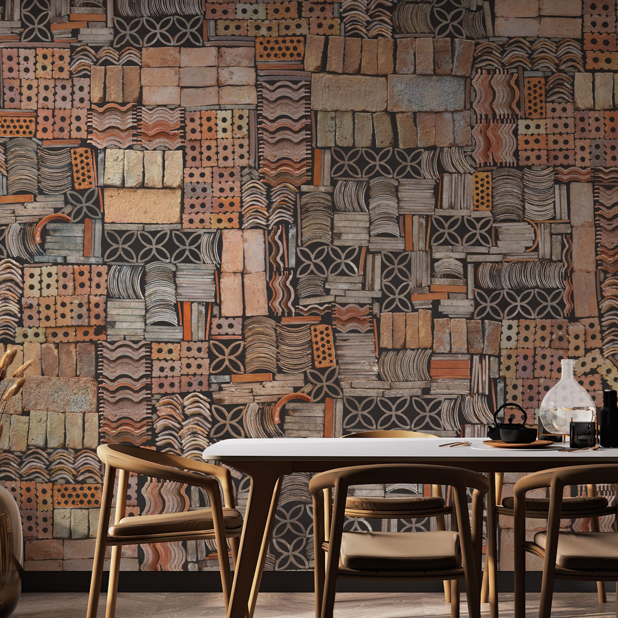 Terracotta Orange Handcrafted Textured Wallpaper - Alternative view 1