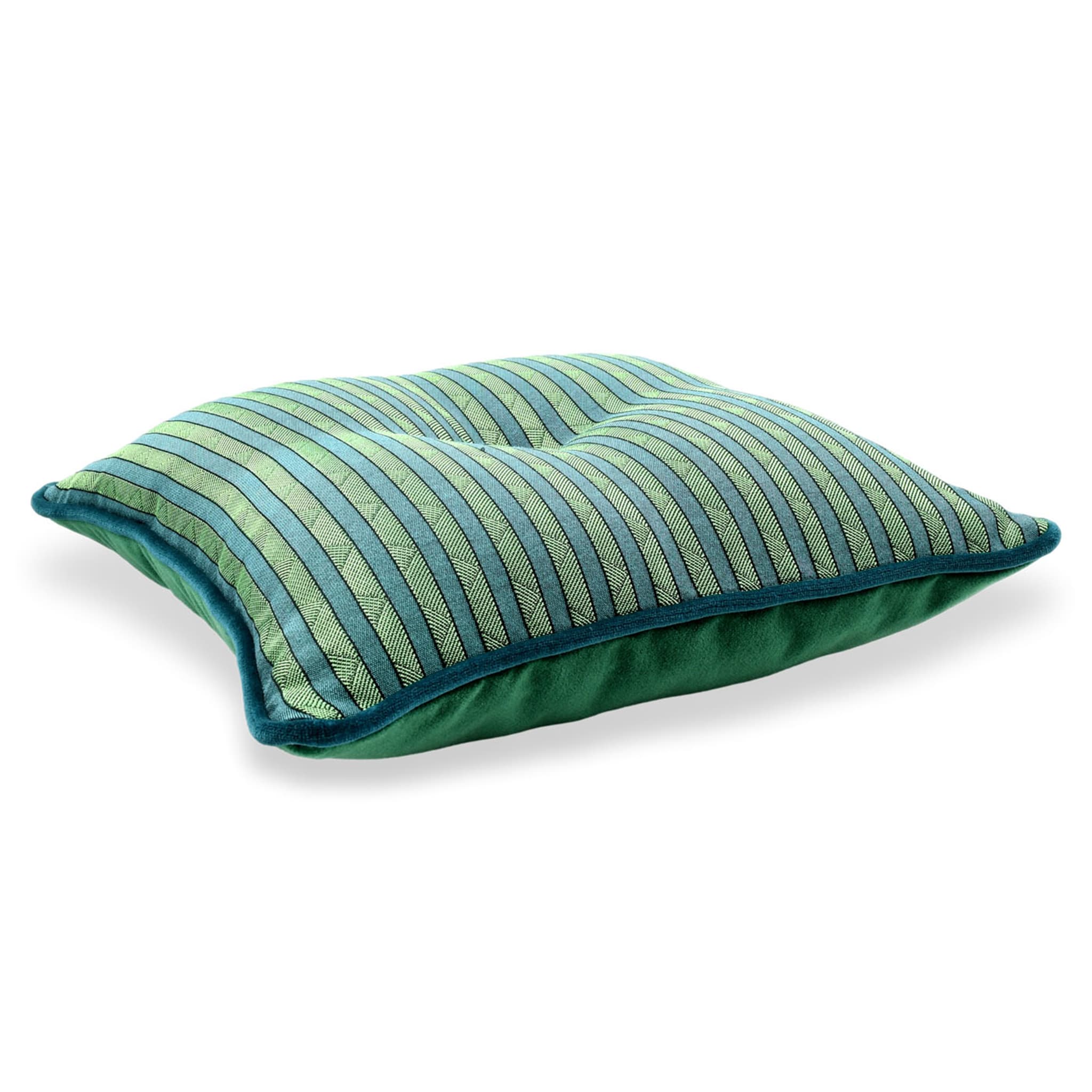 Emerald Carré Cushion in striped jacquard fabric - Alternative view 1