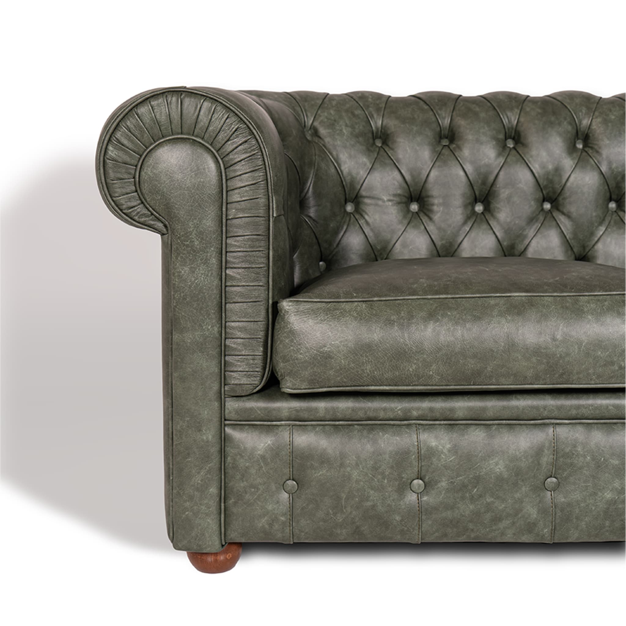 Chesterfield Green Leather Sofa - Alternative view 2