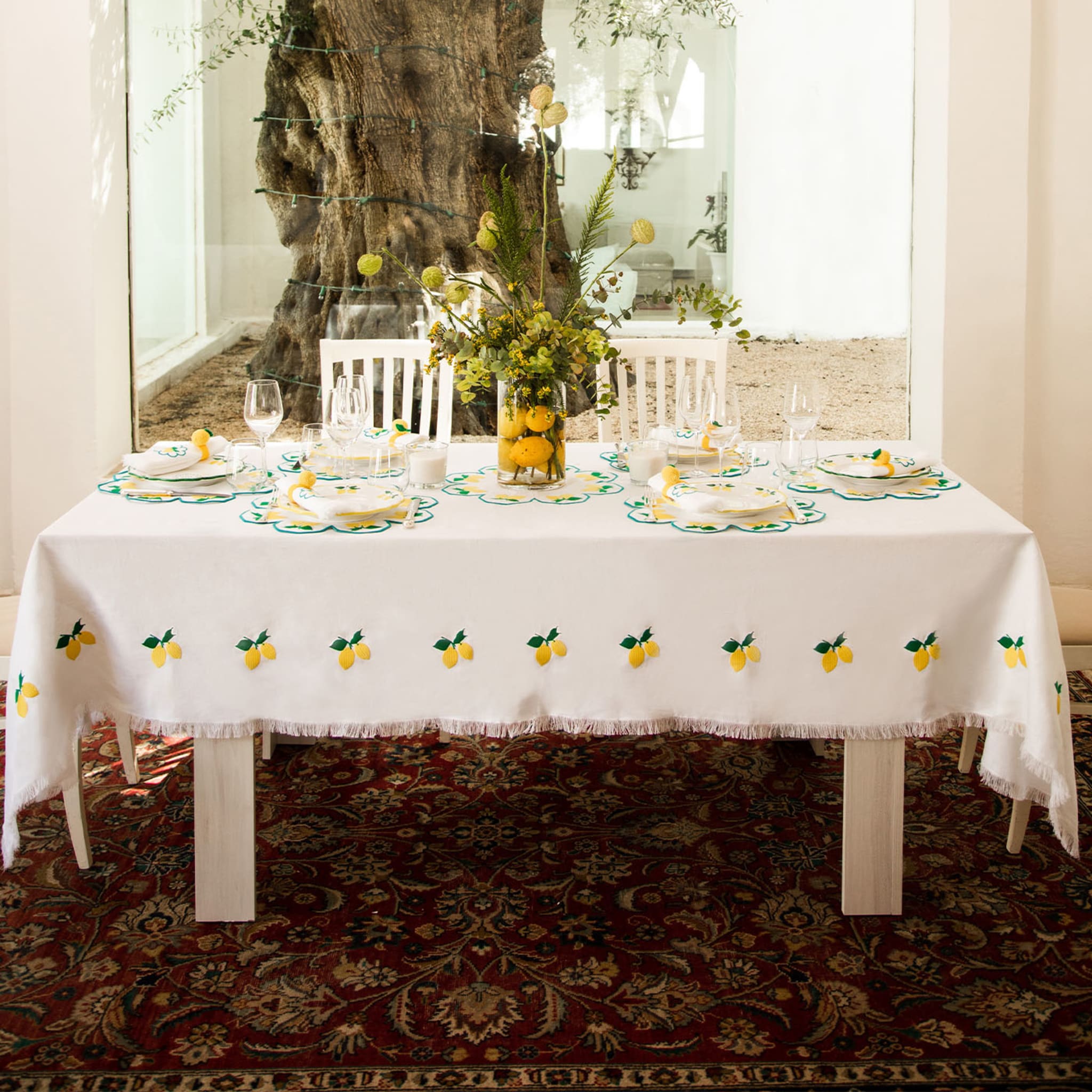 Limoni Multicolor Rectangular White Tablecloth - Alternative view 3