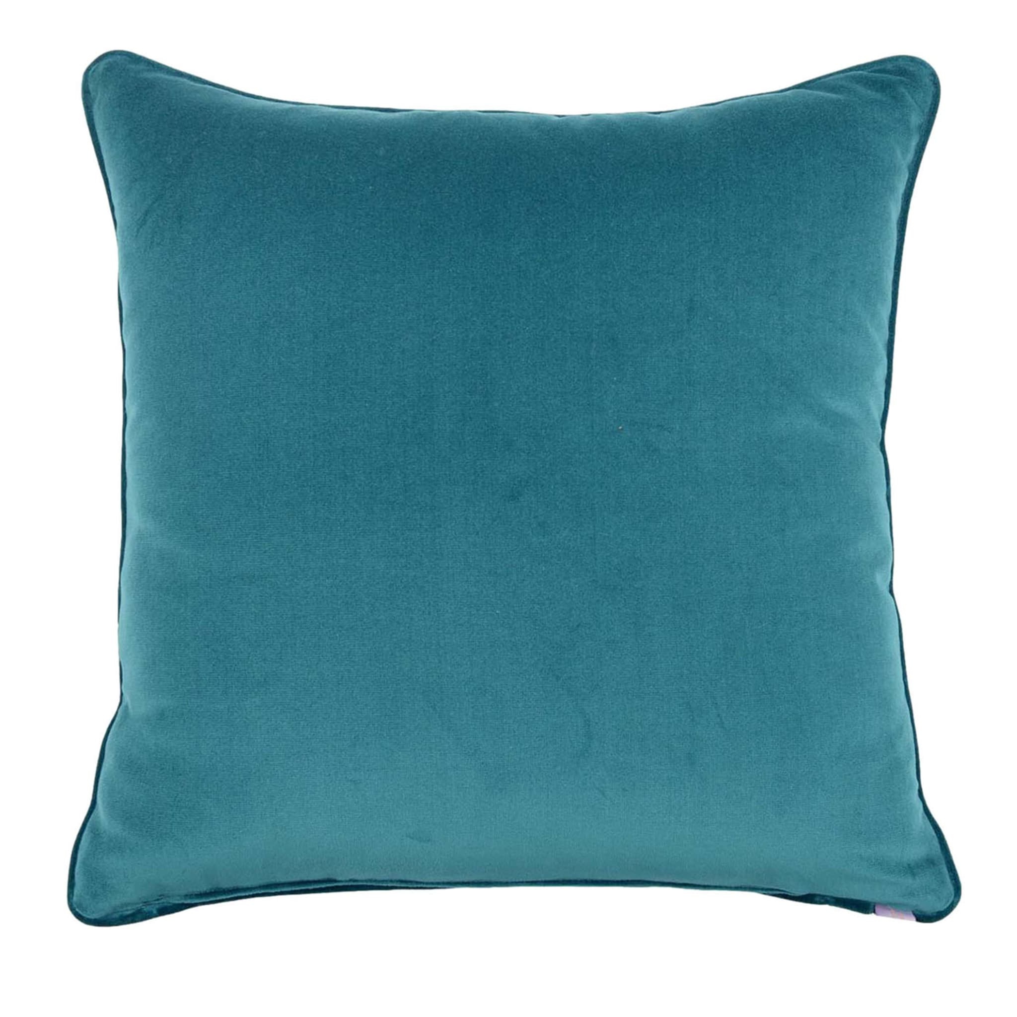 Cuscino Carrè in velluto di cotone blu-verde - Vista principale