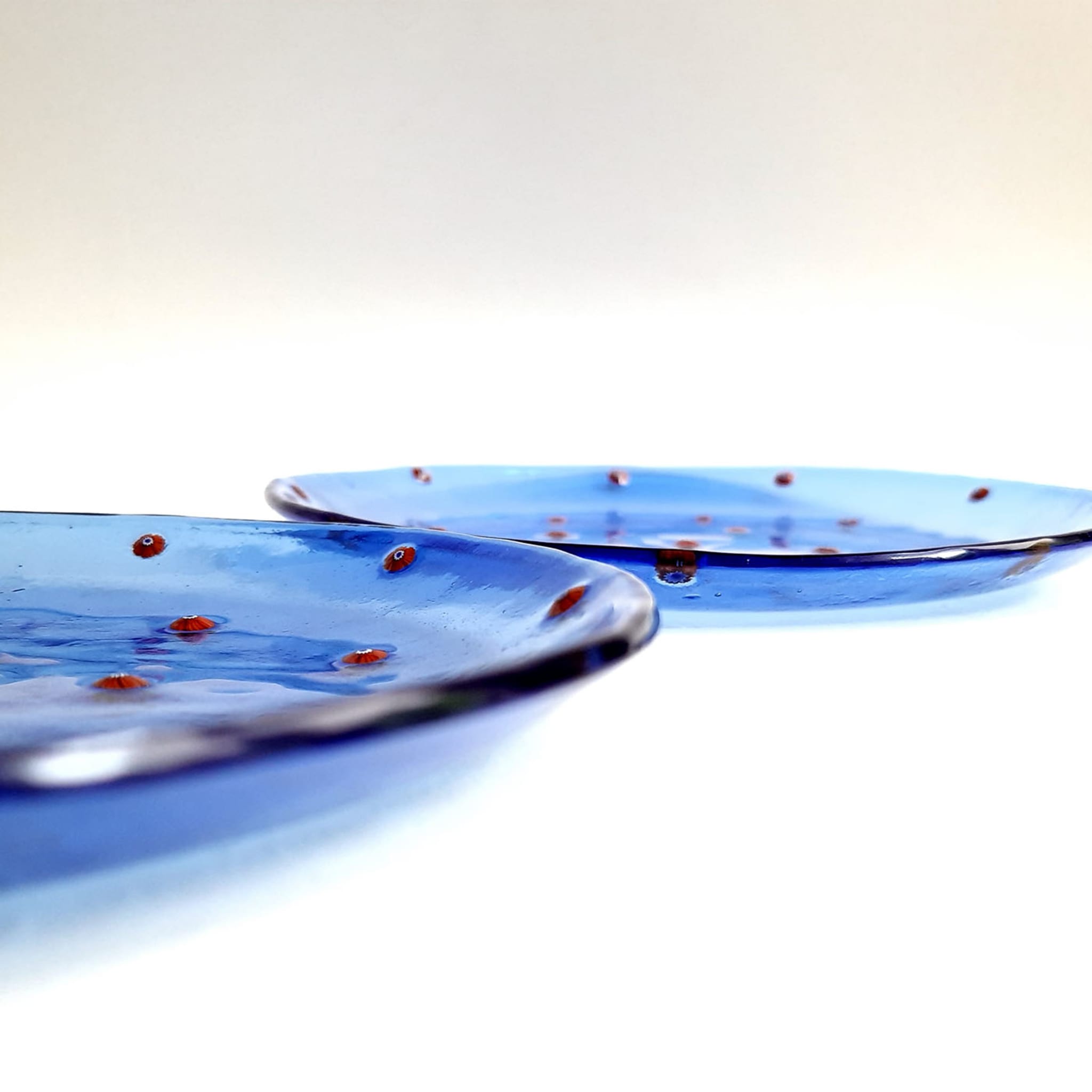Mare Set Of 4 Blue Floral Glass Dessert Plates with murrina inlays - Alternative view 2