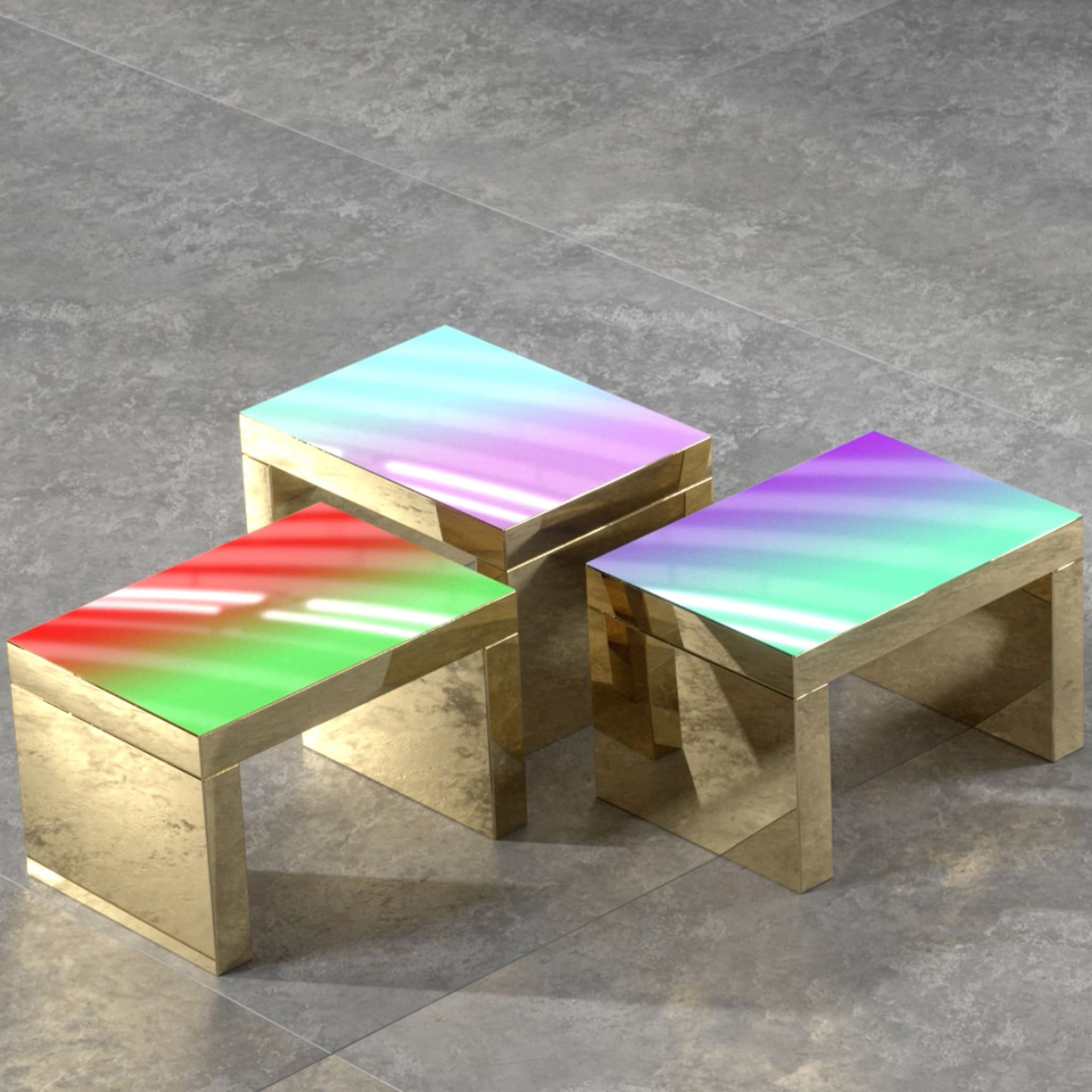 Gaby Gradient Red and Pastel Green Coffee Table - Alternative view 1