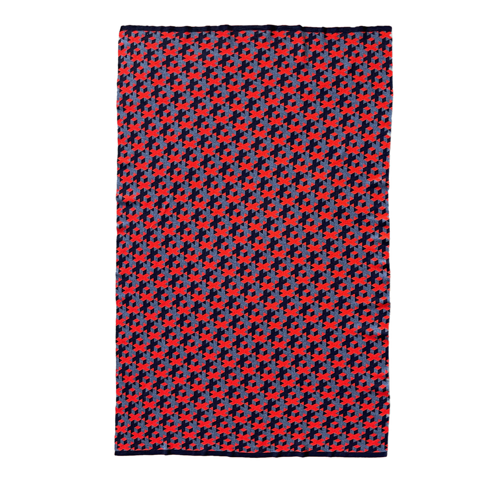 Plaid Lana 01 Patterned Red & Gray Blanket by Giulio Iacchetti - Main view