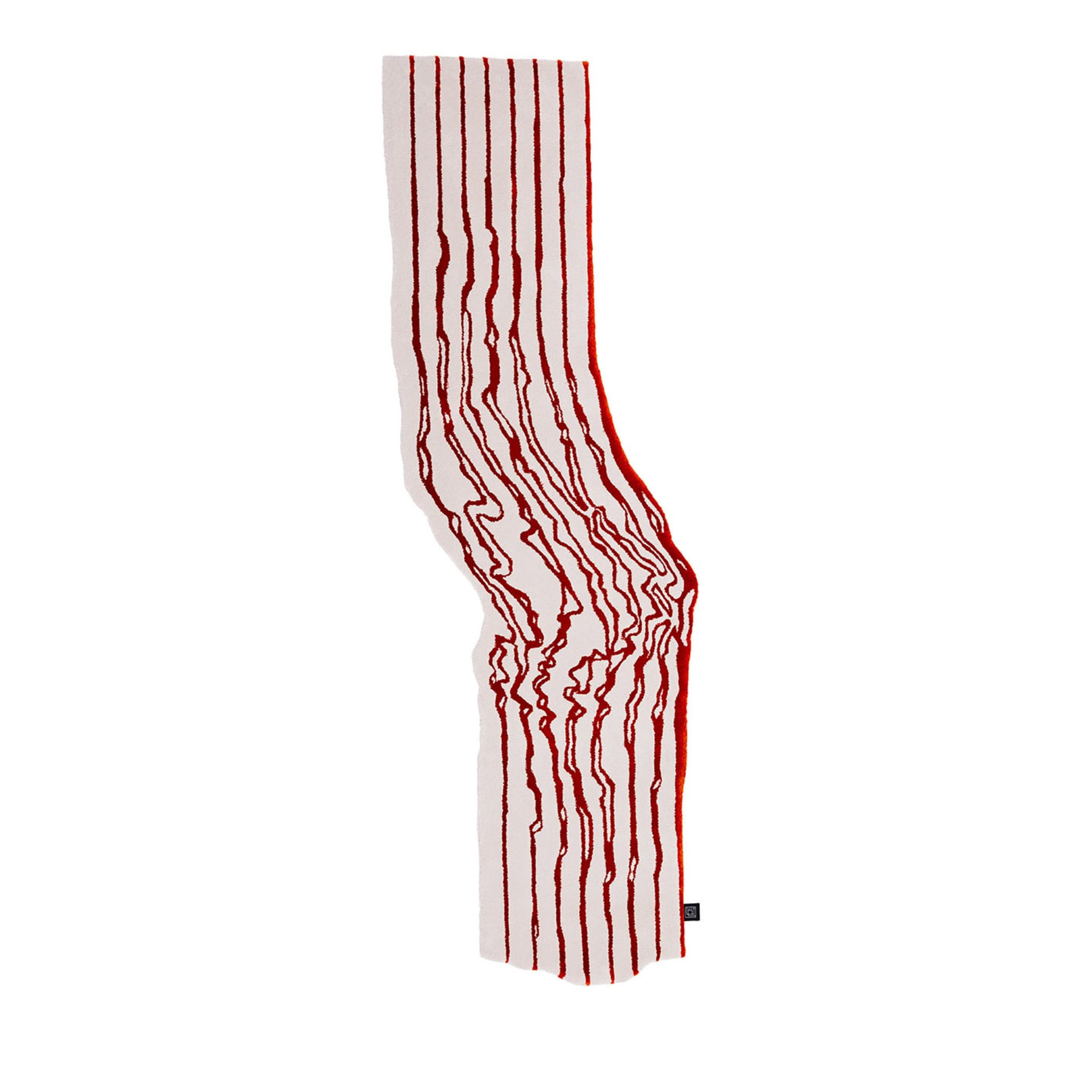 The Floor Is Lava - Fire Line Angled Red & White Rug by PLACéE - Main view