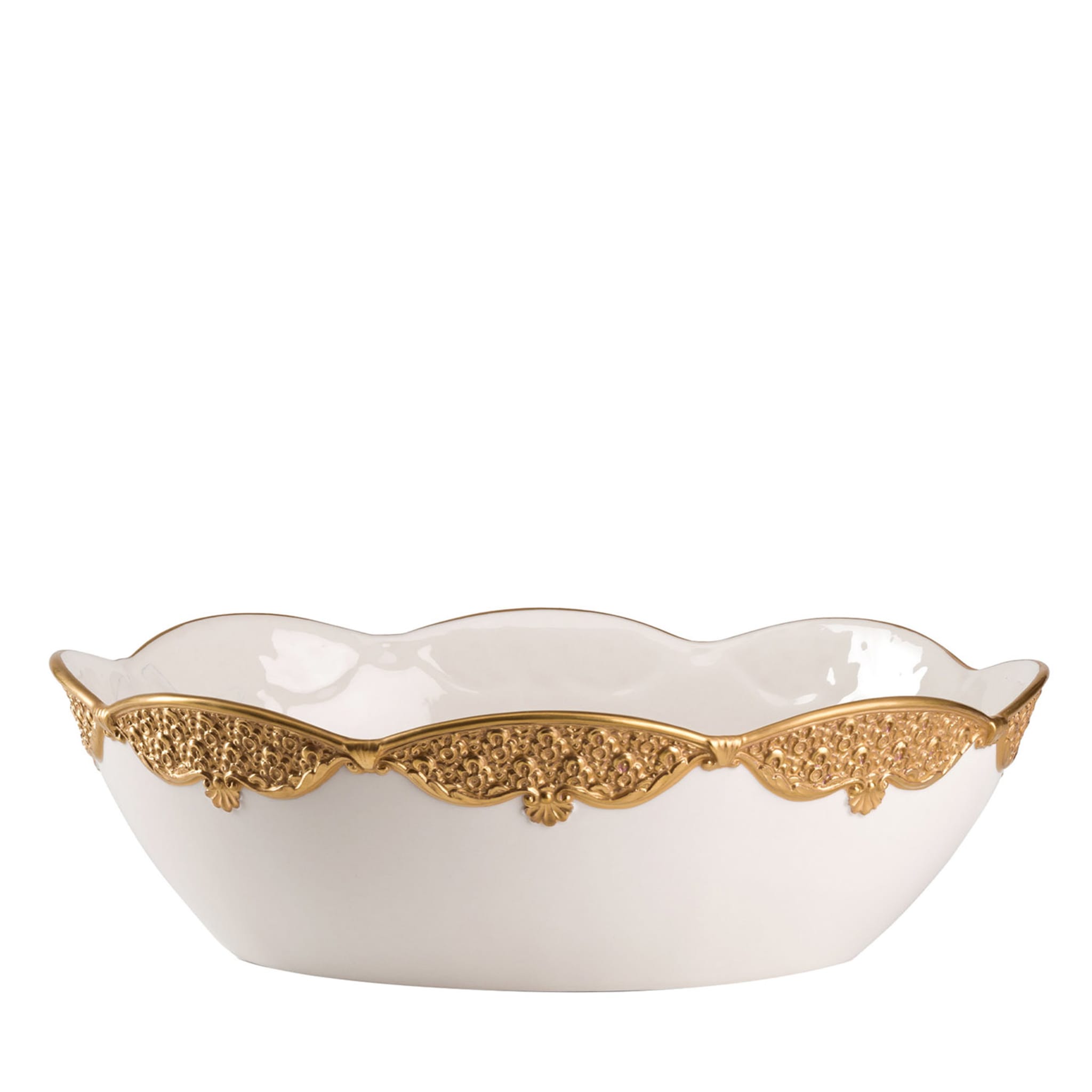 Caterina Oval White & Gold Bowl - Main view