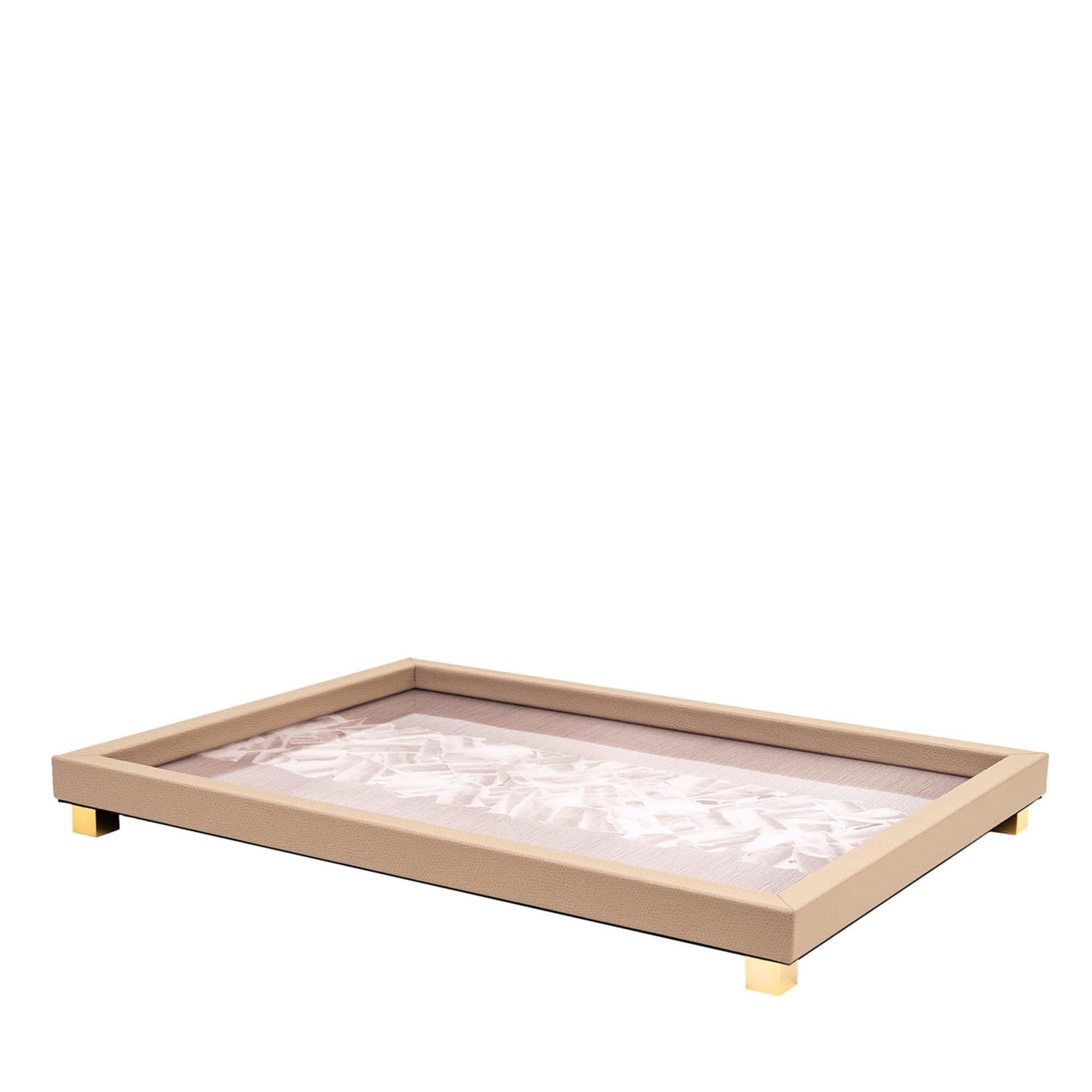 Memo Large Rectangular Footed Taupe Tray - Main view