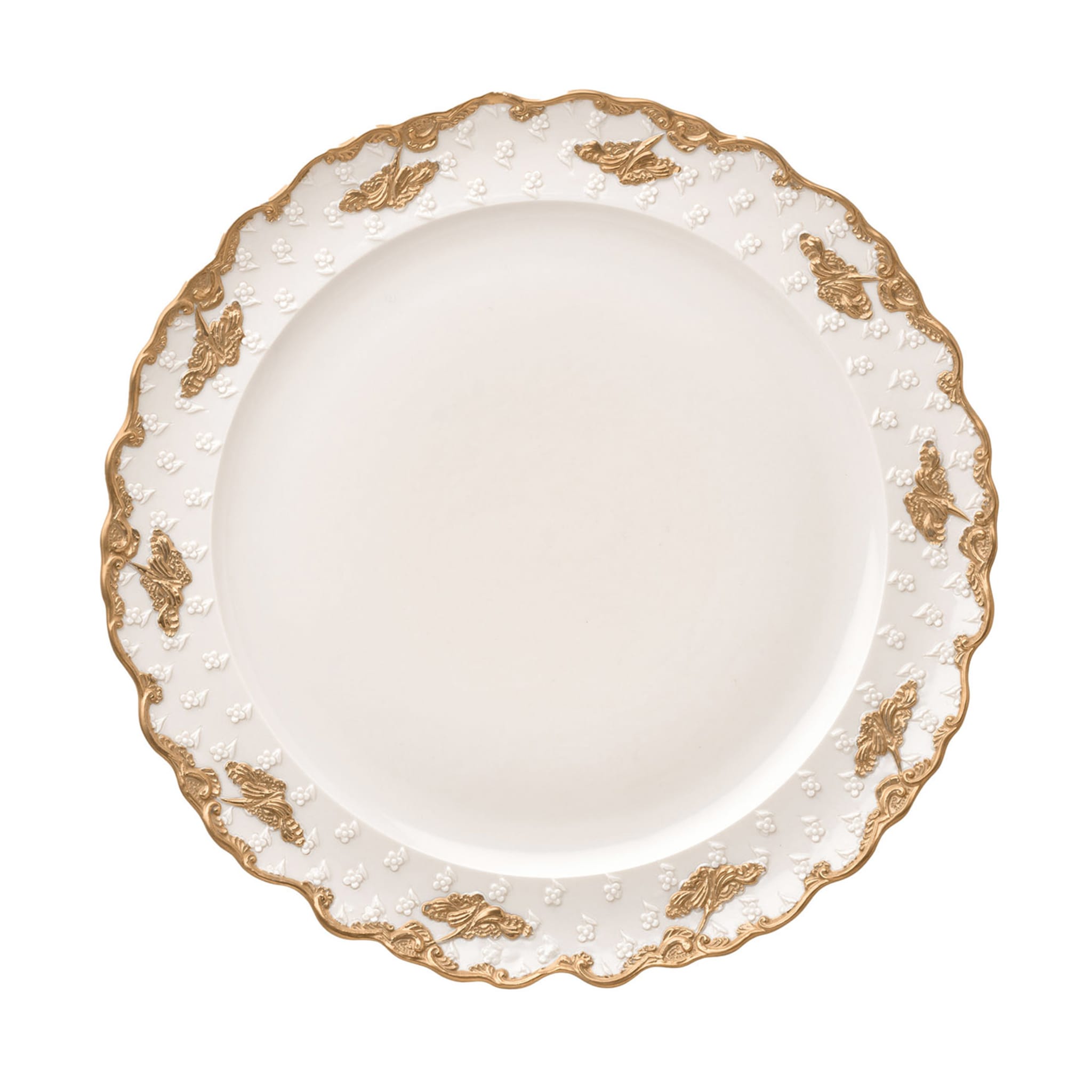 Lucia Set of 2 White & Gold Serving Plates - Main view